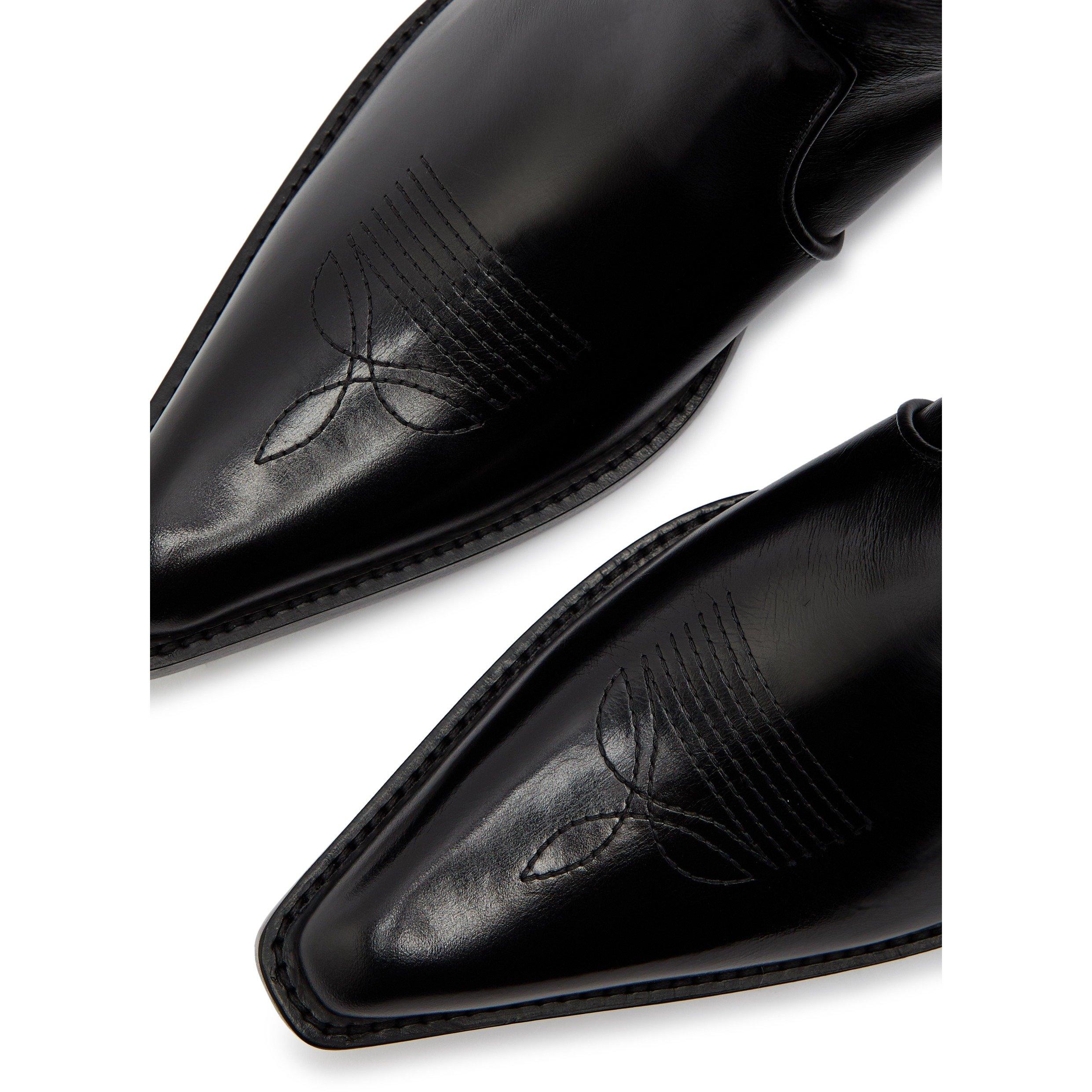 BLACK - Khaite - Women's Clive Leather Cowboy Boots - 4