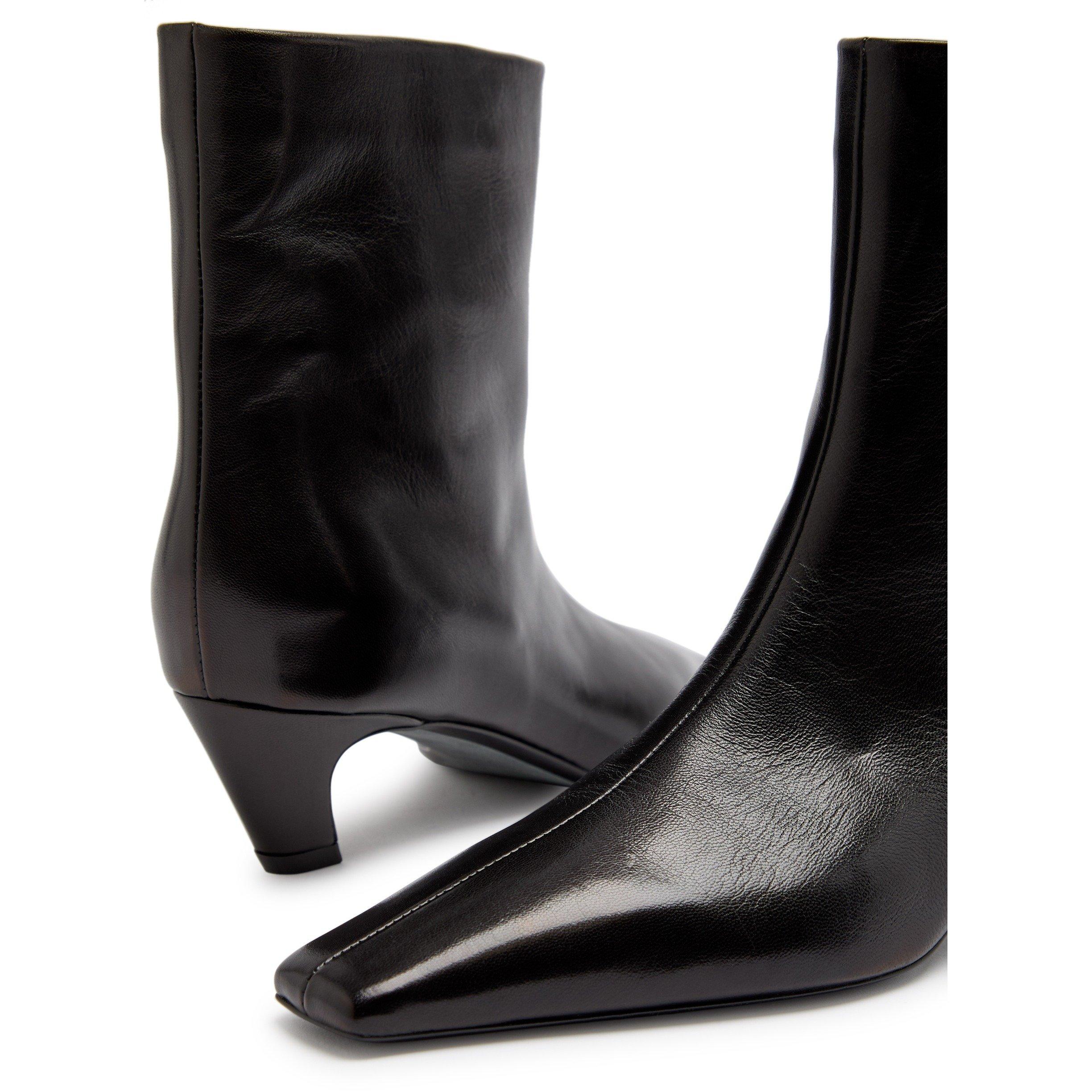 BLACK - Khaite - Women's Arizona Leather Heeled Ankle Boots - 4