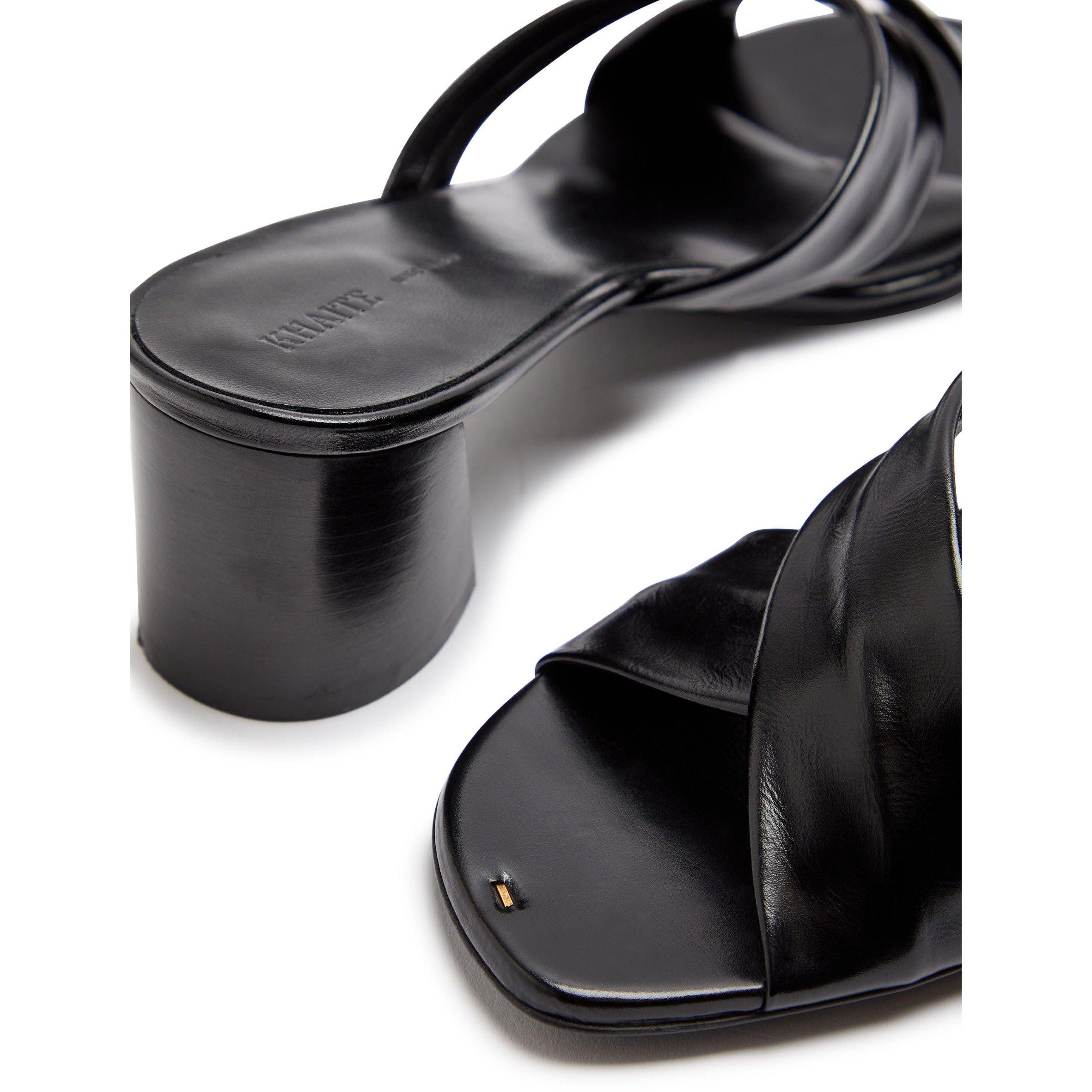 BLACK - Khaite - Women's Liria Leather Heeled Mules - 4