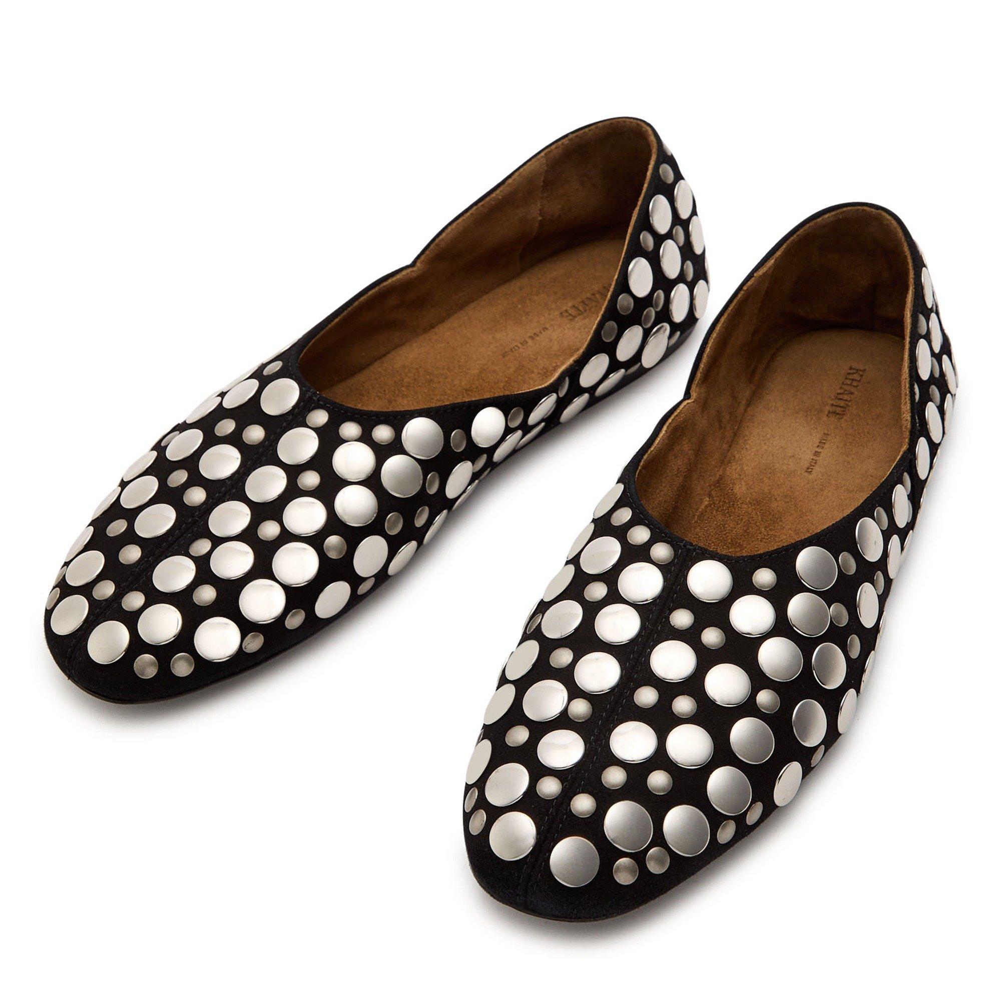BLACK - Khaite - Women's Jane Studded Suede Ballet Pumps - 3