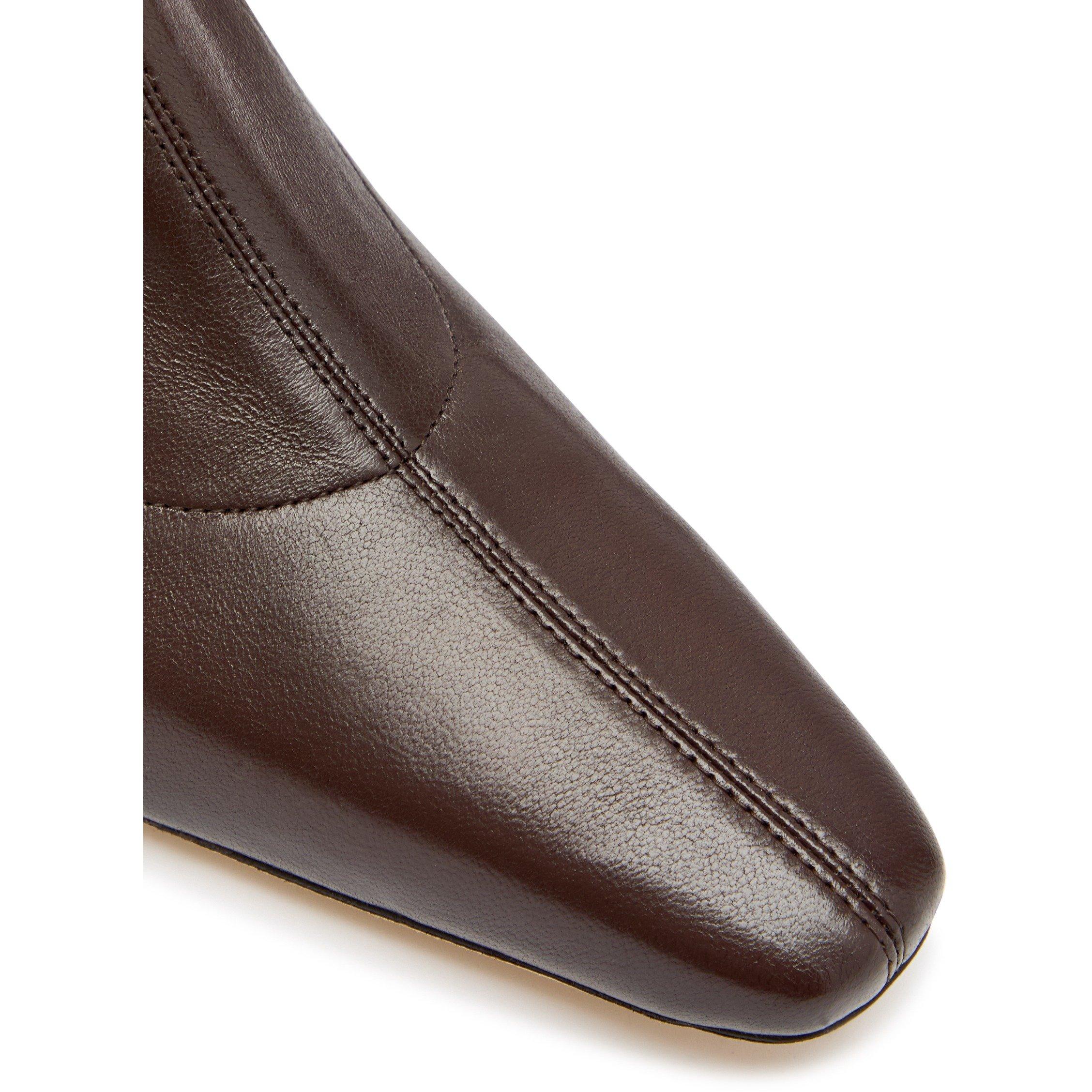 BROWN - Staud - Women's Wally Ankle Leather Sock Boots - 4