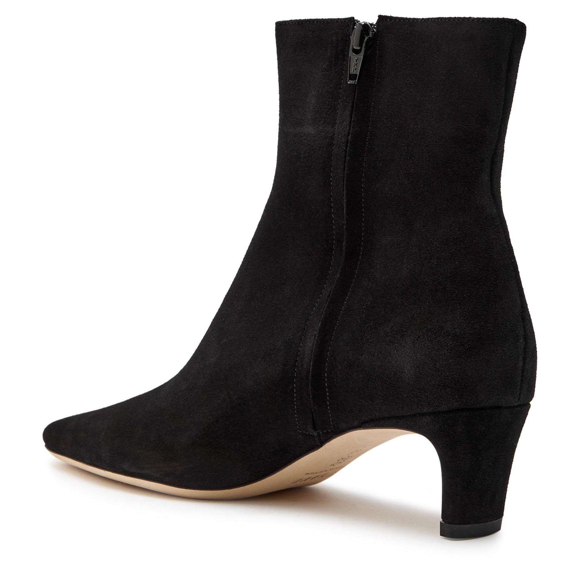BLACK - Staud - Women's Wally Suede Square-Toe Heeled Ankle Boots - 2