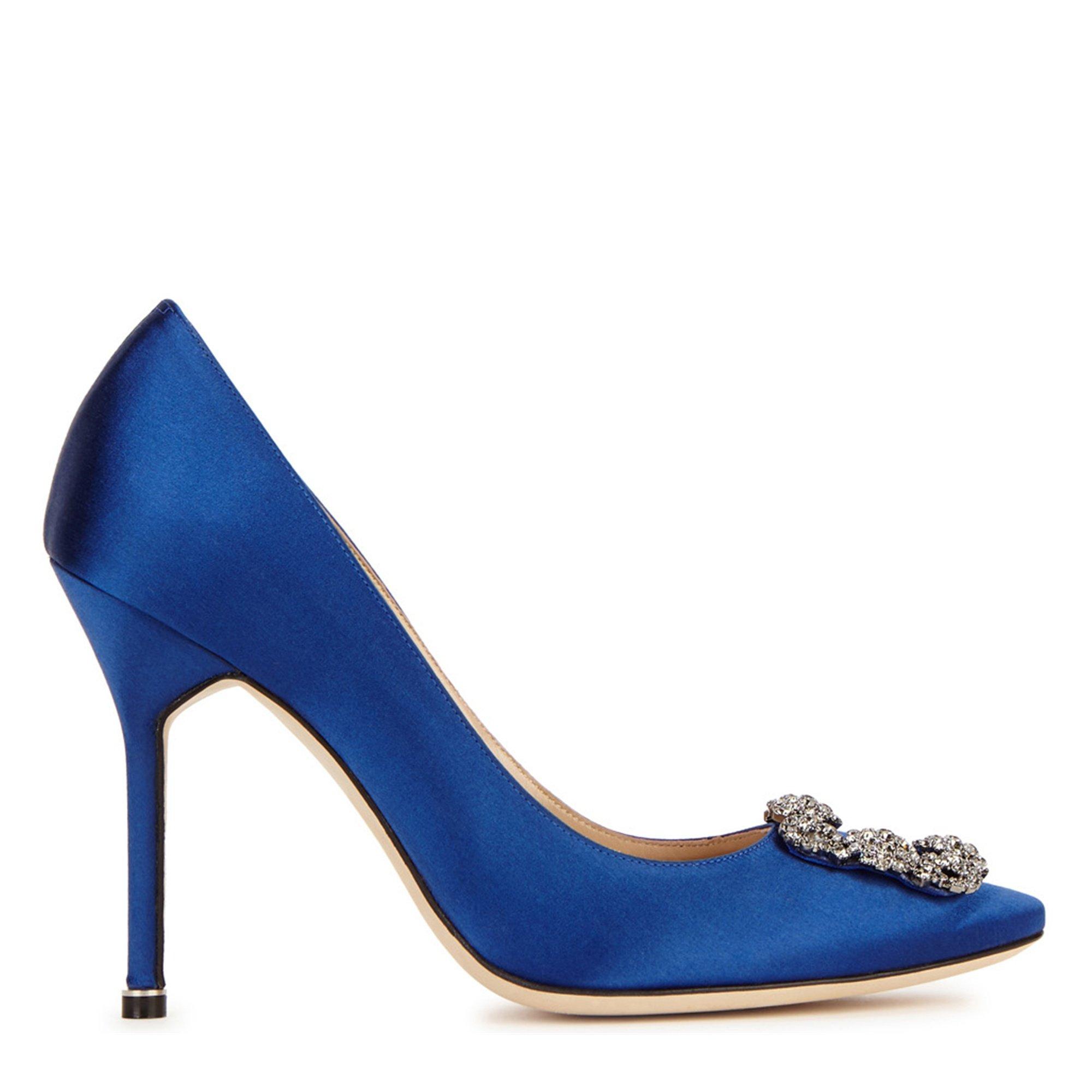 BLUE - Manolo Blahnik - 105 satin pump w ornament - 1