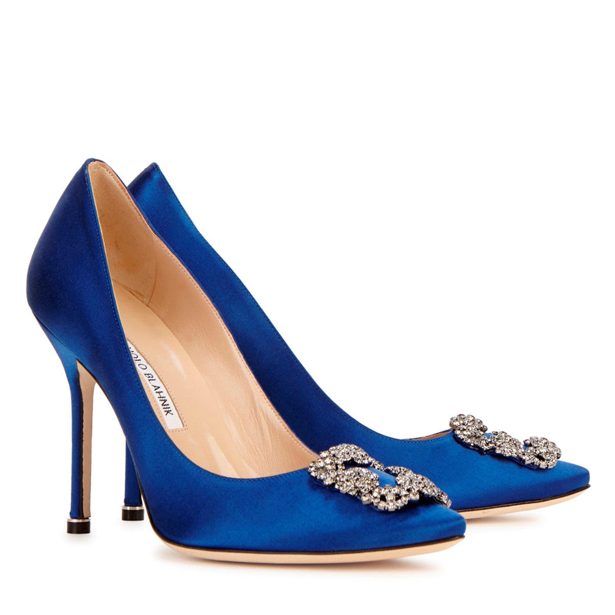 BLUE - Manolo Blahnik - 105 satin pump w ornament - 2