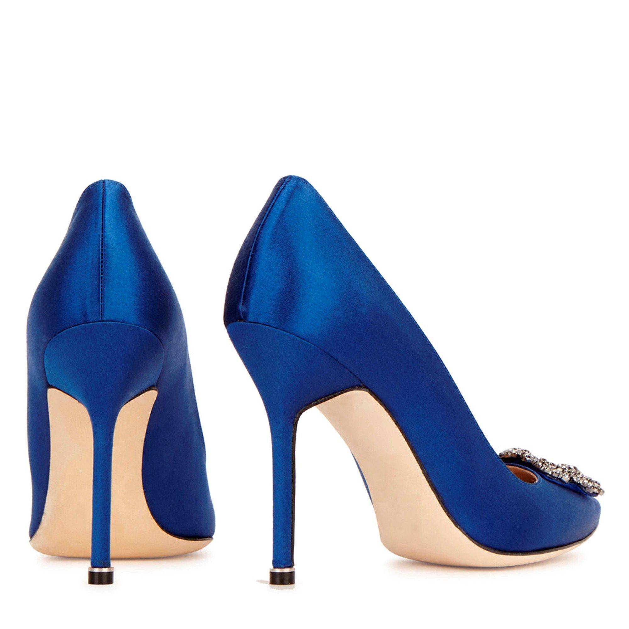 BLUE - Manolo Blahnik - 105 satin pump w ornament - 4