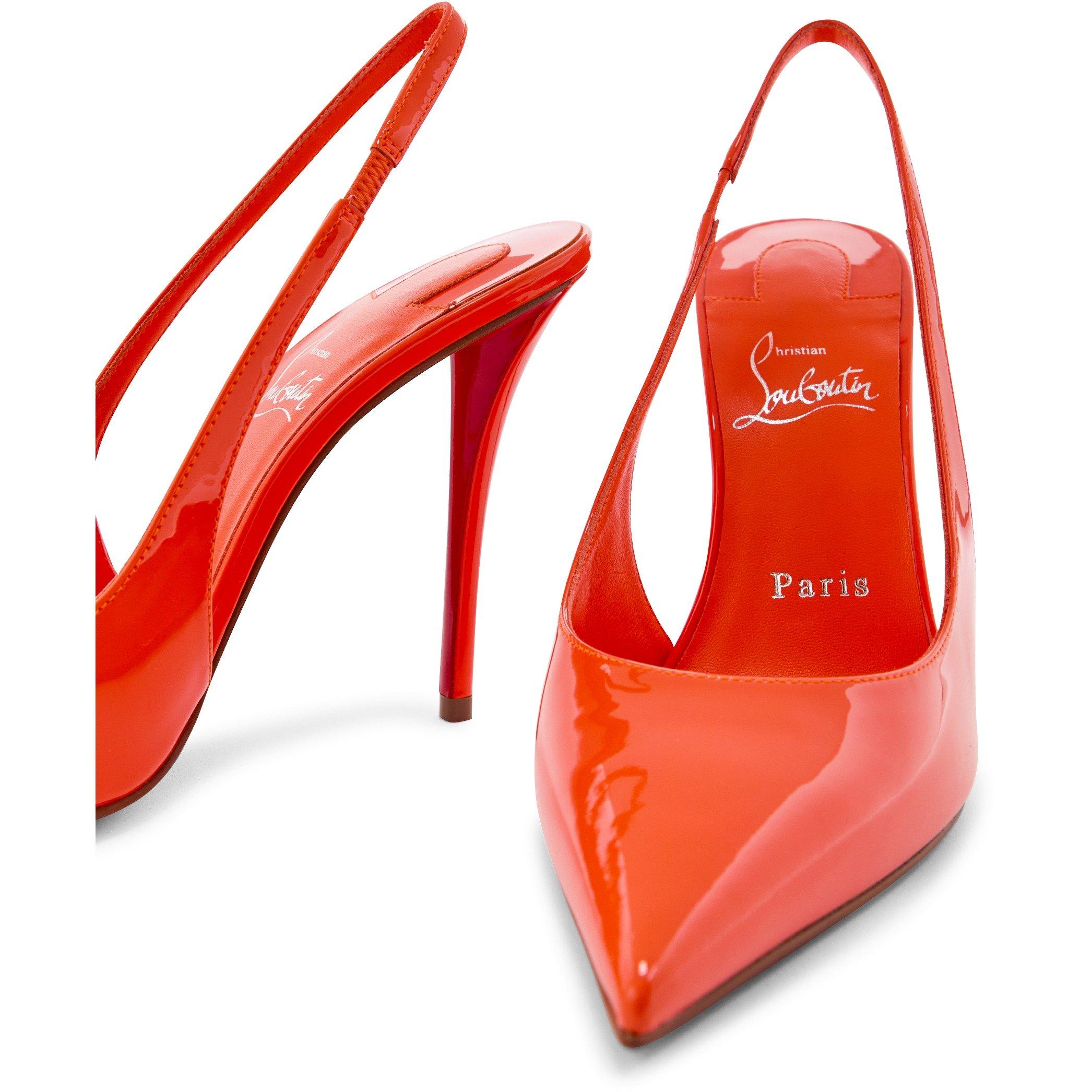 ORANGE - Christian Louboutin - MISS Z SLING BACK 100 PATENT - 4