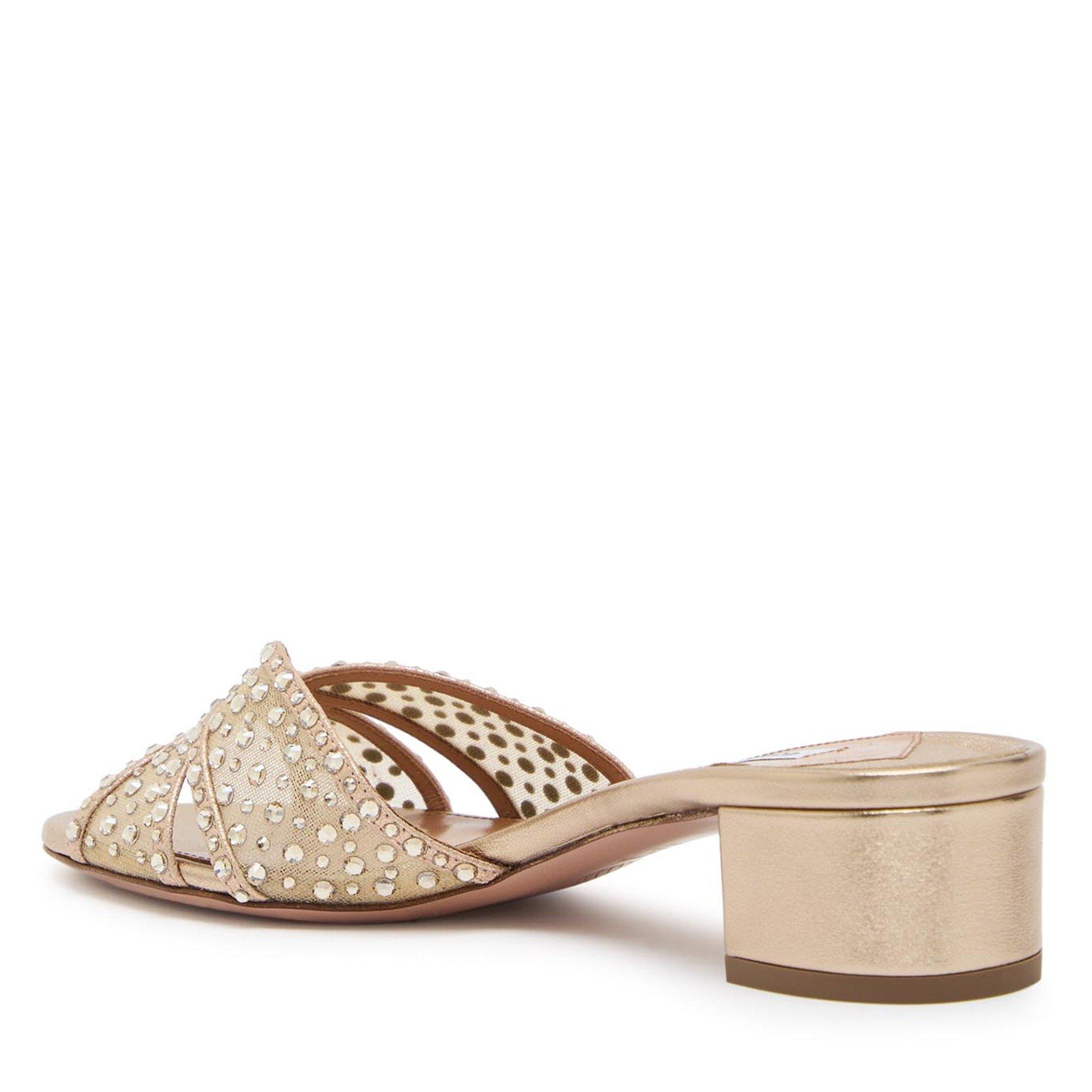 GOLD - Aquazzura - Women's Crystal Lover Heeled Mules - 2