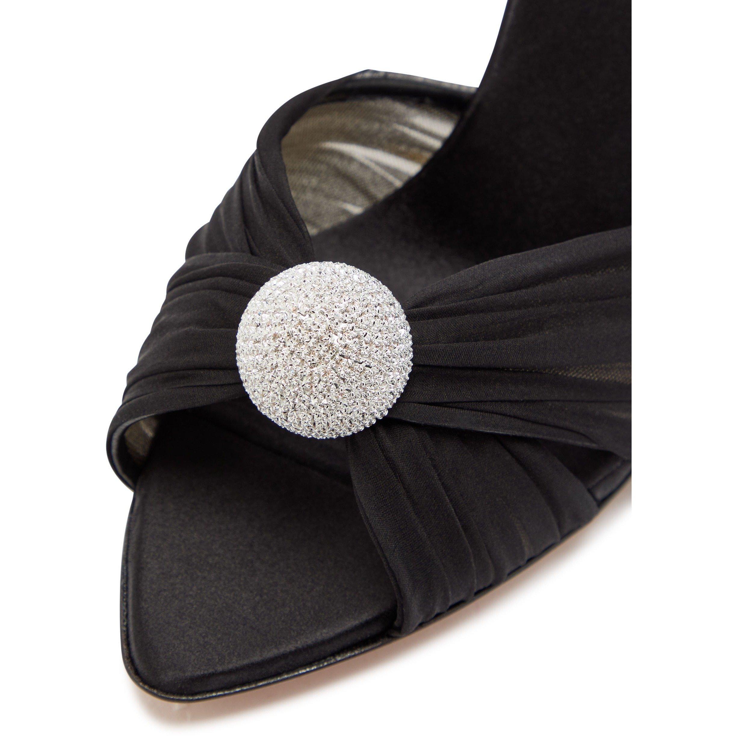BLACK - Aquazzura - Women's Mystery 85 Satin Heeled Mules - 4