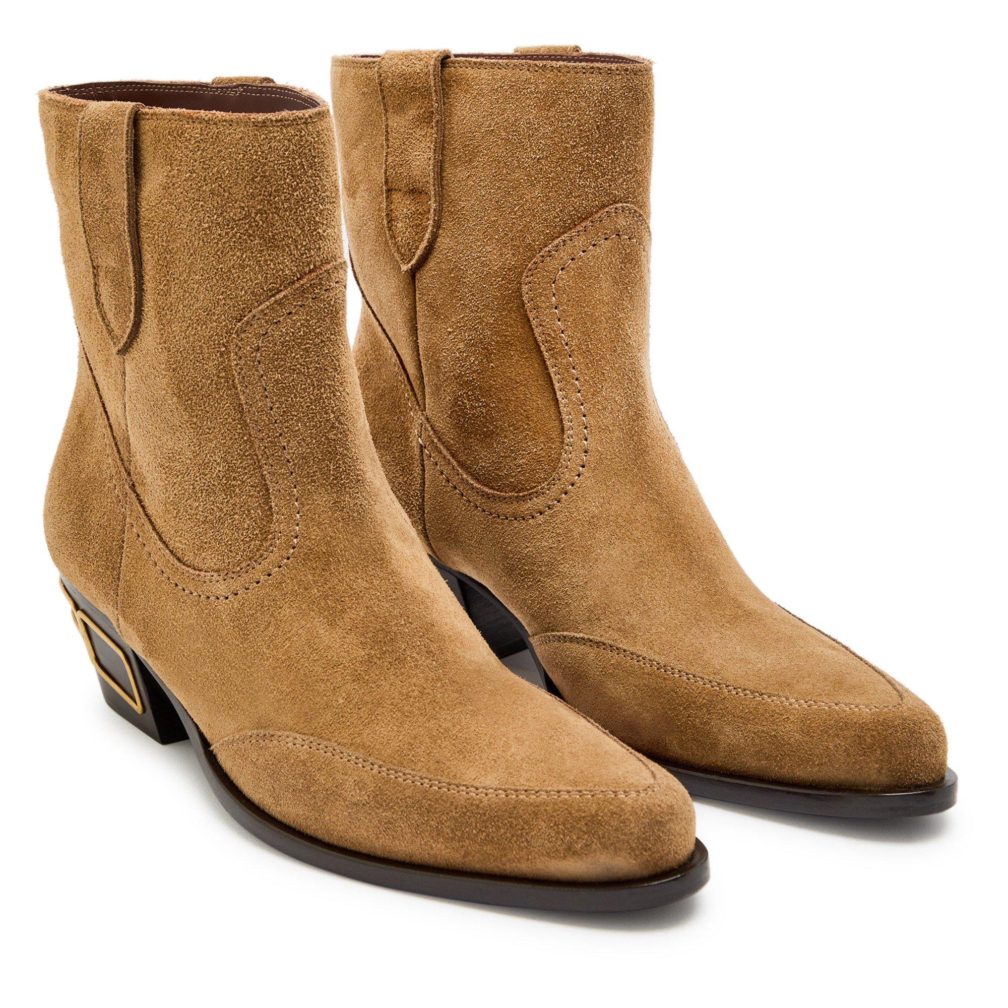 BROWN - Etro - Women's Texan Suede Western Boots - 3