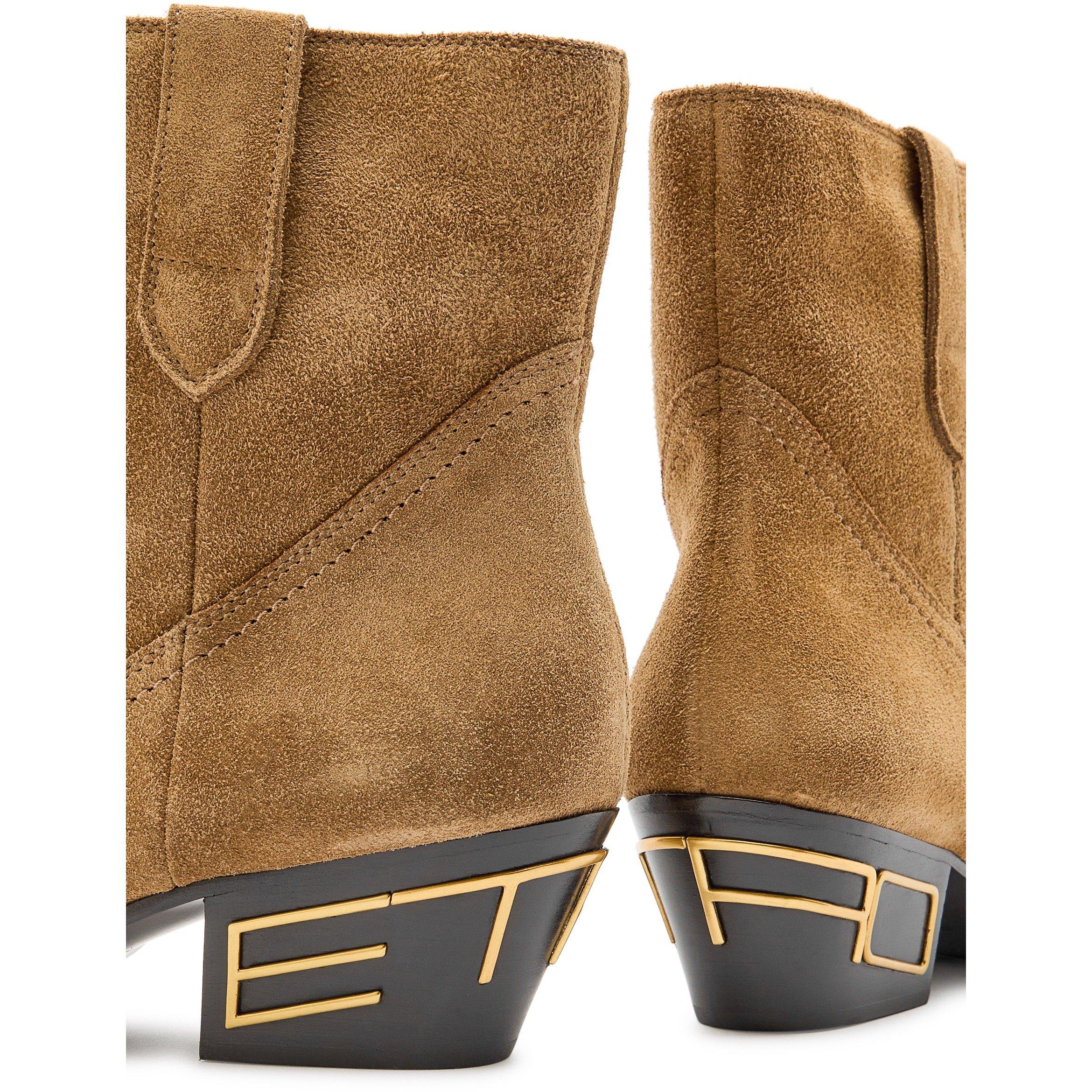 BROWN - Etro - Women's Texan Suede Western Boots - 4