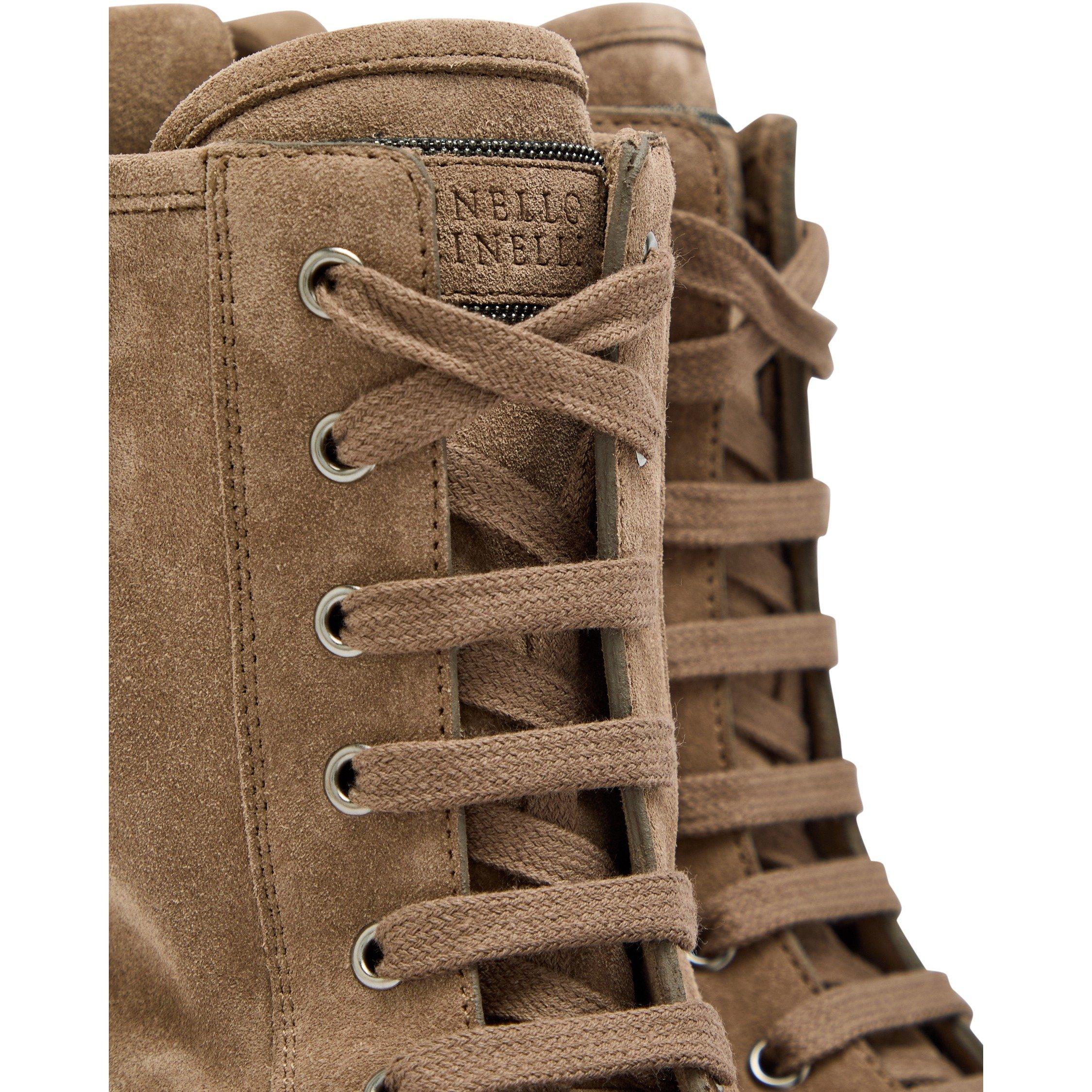 BROWN - Brunello Cucinelli - Women's Suede Flat Ankle Boots - 4