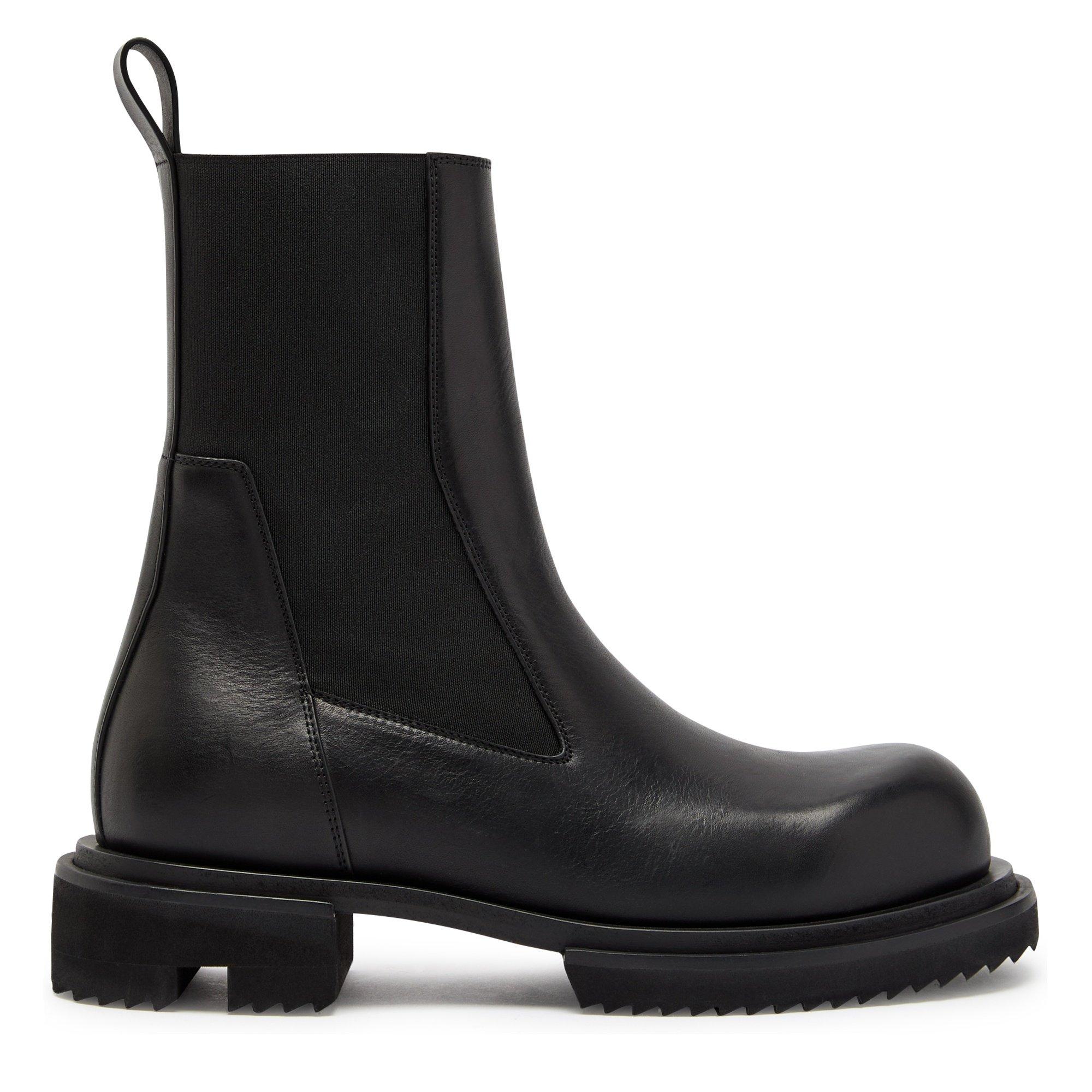 BLACK - Rick Owens - Women's Gabe Leather Flat Ankle Boots - 1