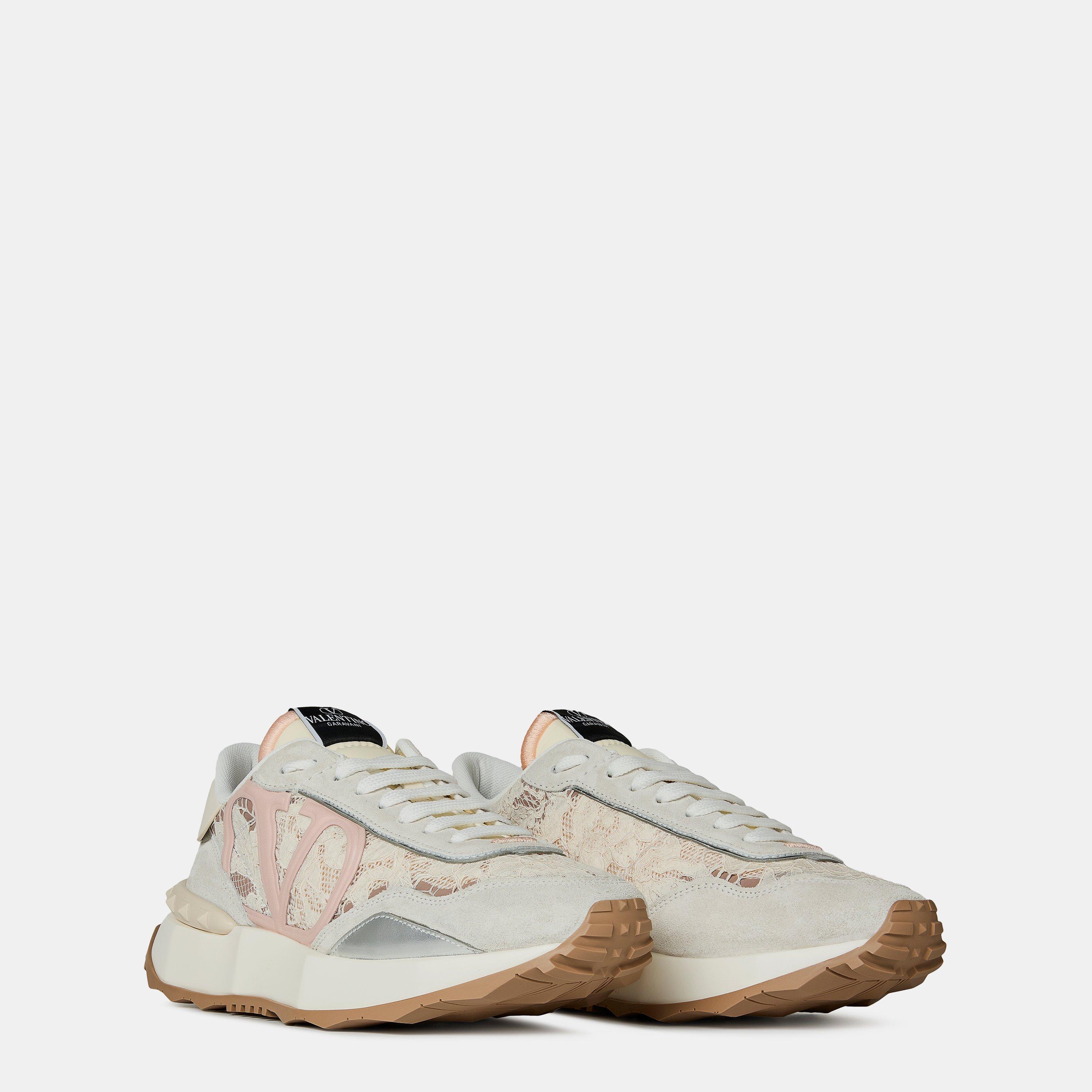 Ivory - Valentino Garavani - Lace And Mesh Lacerunner Trainers - 4