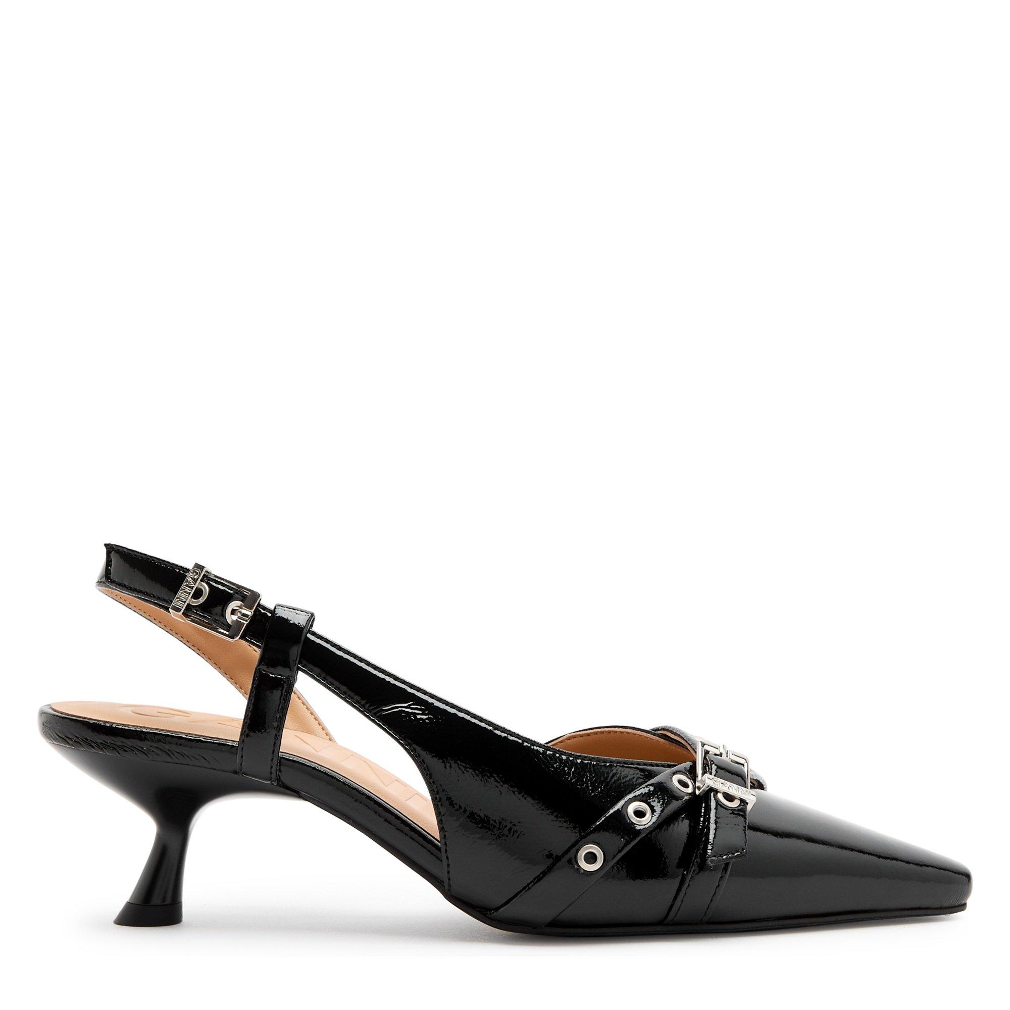 BLACK - Ganni - EYELET KITTEN HEEL