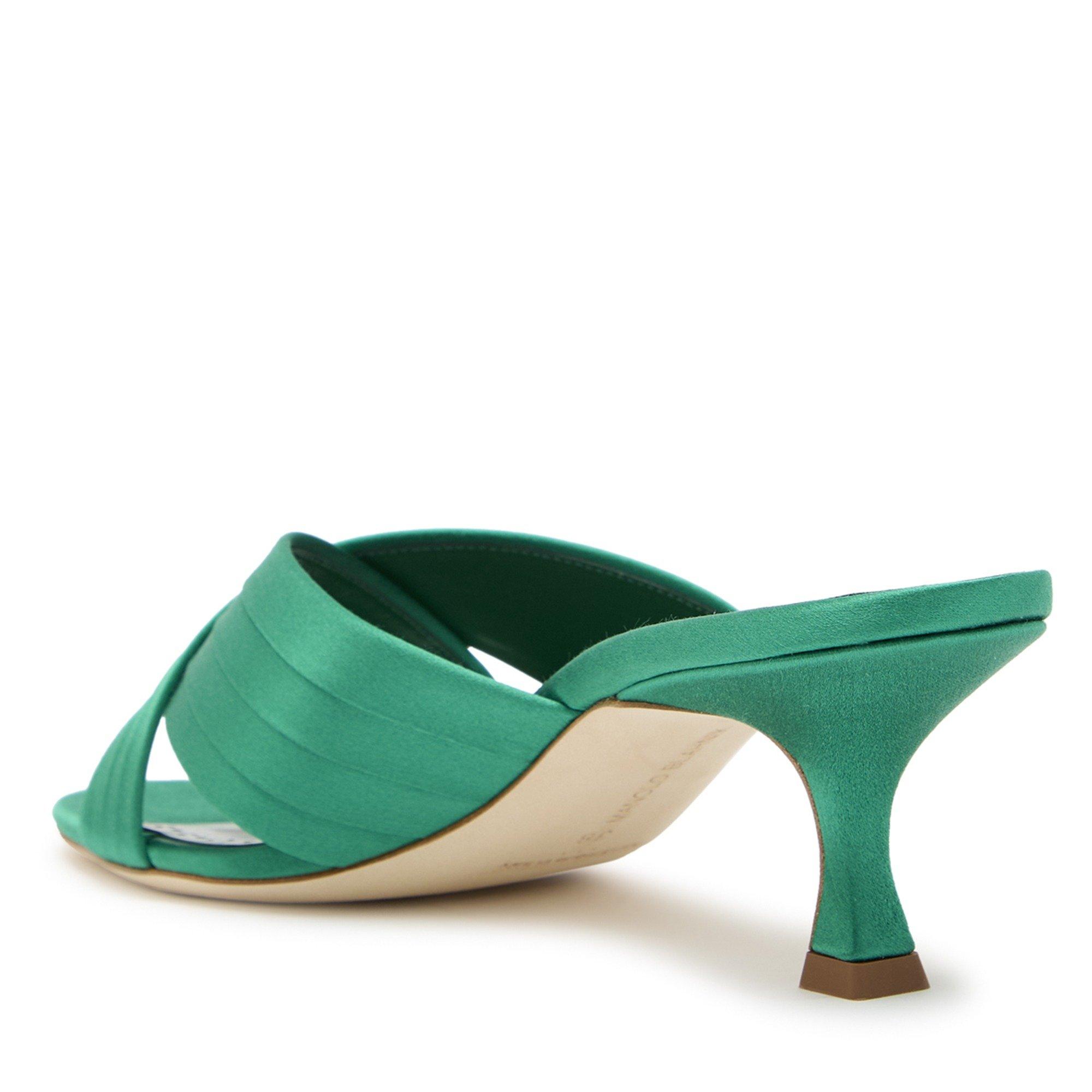 GREEN - Manolo Blahnik - Women's Vieramule Satin Heeled Mules - 2