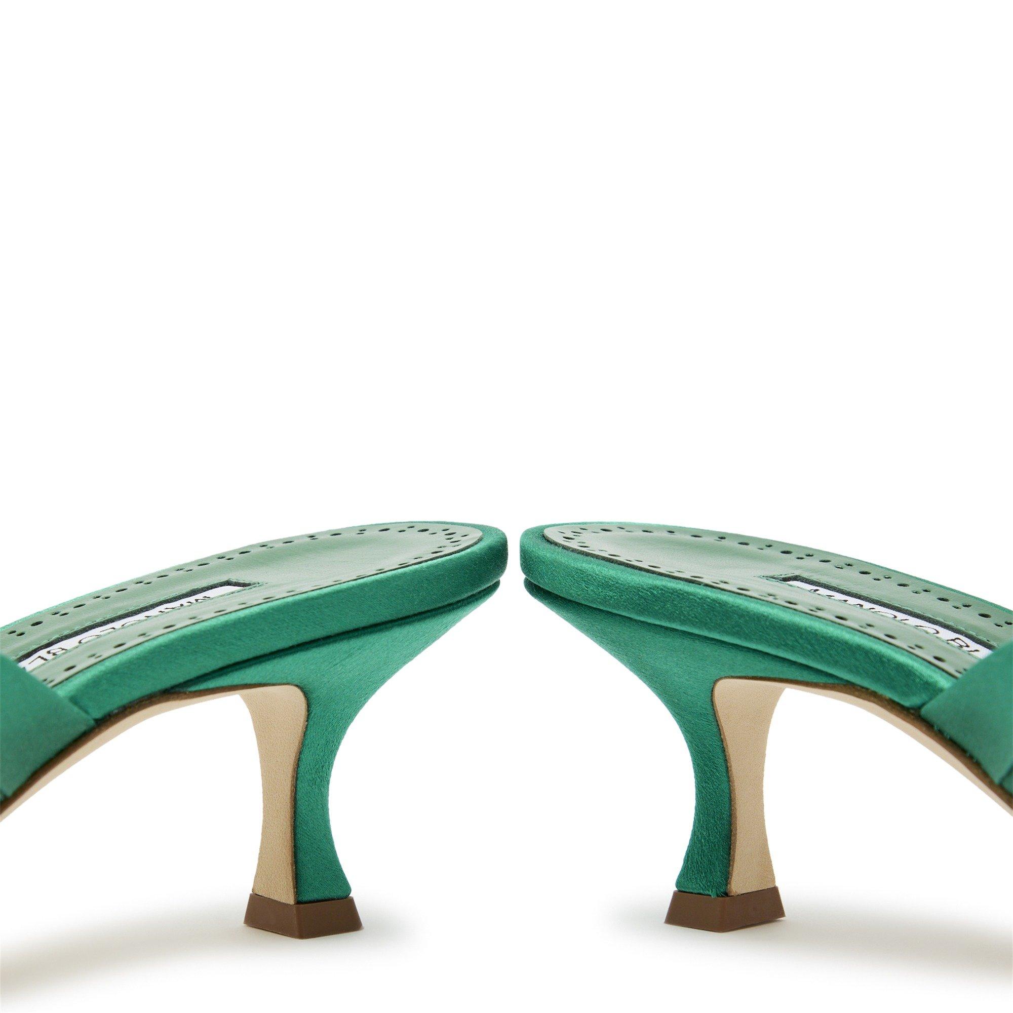 GREEN - Manolo Blahnik - Women's Vieramule Satin Heeled Mules - 4