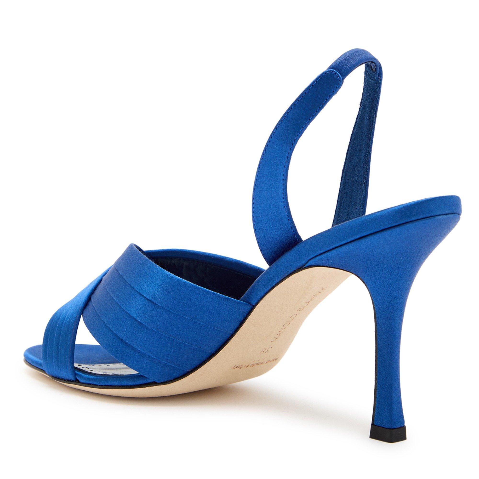 BLUE - Manolo Blahnik - VIERASAN SATIN MULE 90MM - 2