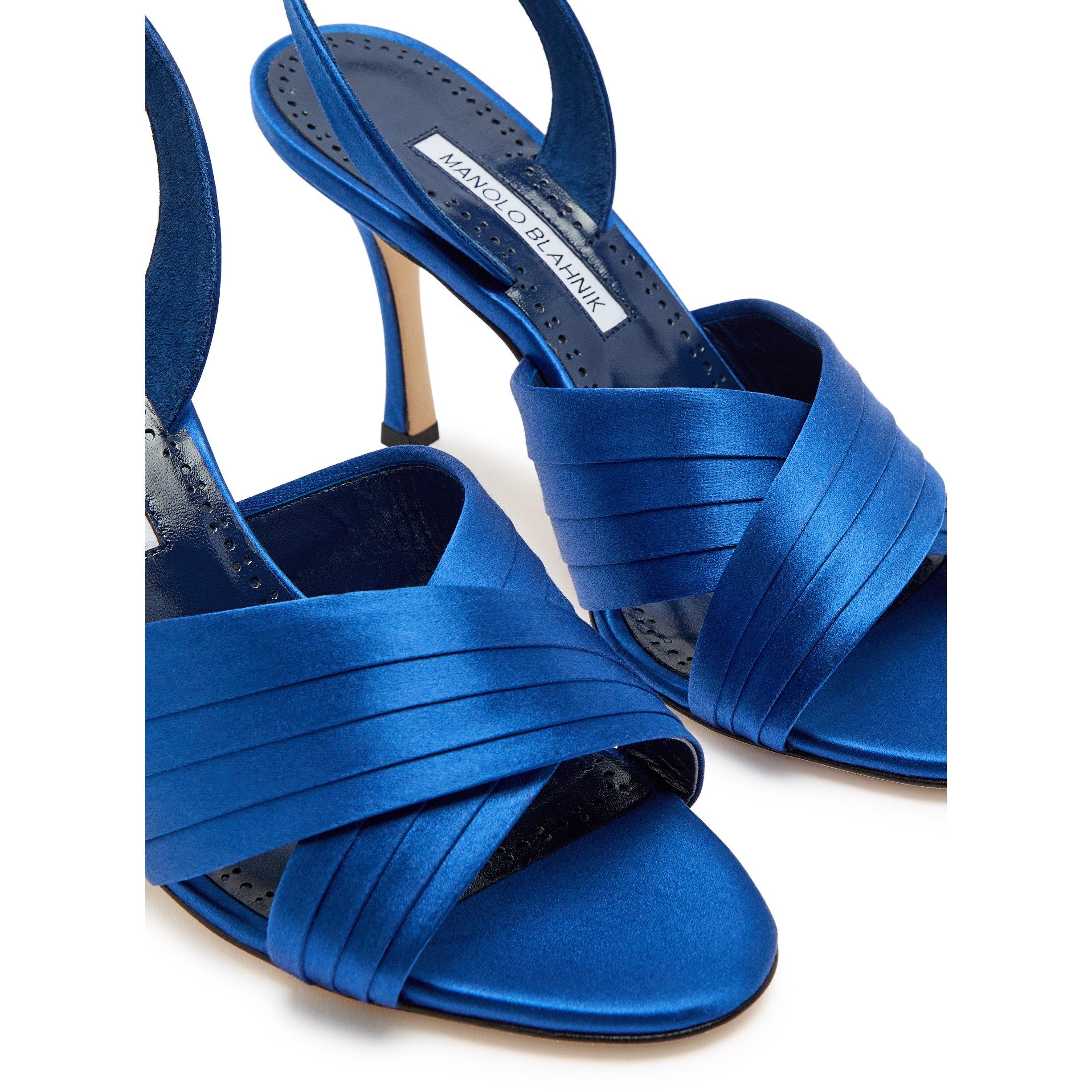 BLUE - Manolo Blahnik - VIERASAN SATIN MULE 90MM - 4