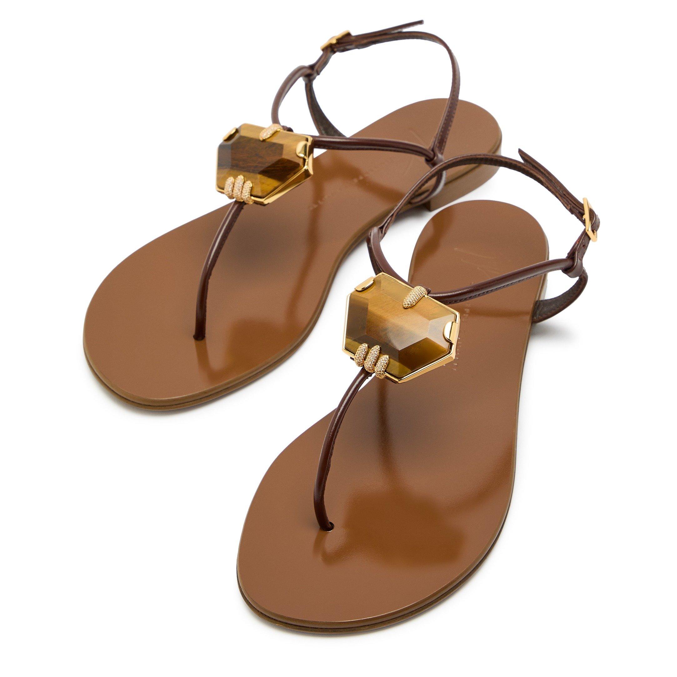 BROWN AND OTHER - Giuseppe Zanotti - FLAT GEM SANDAL - 3