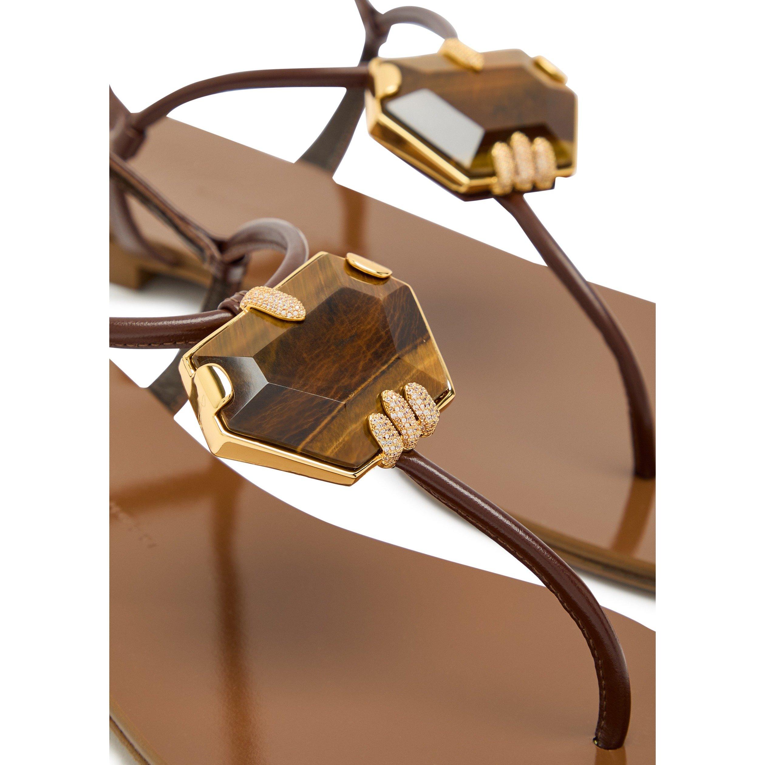 BROWN AND OTHER - Giuseppe Zanotti - FLAT GEM SANDAL - 4