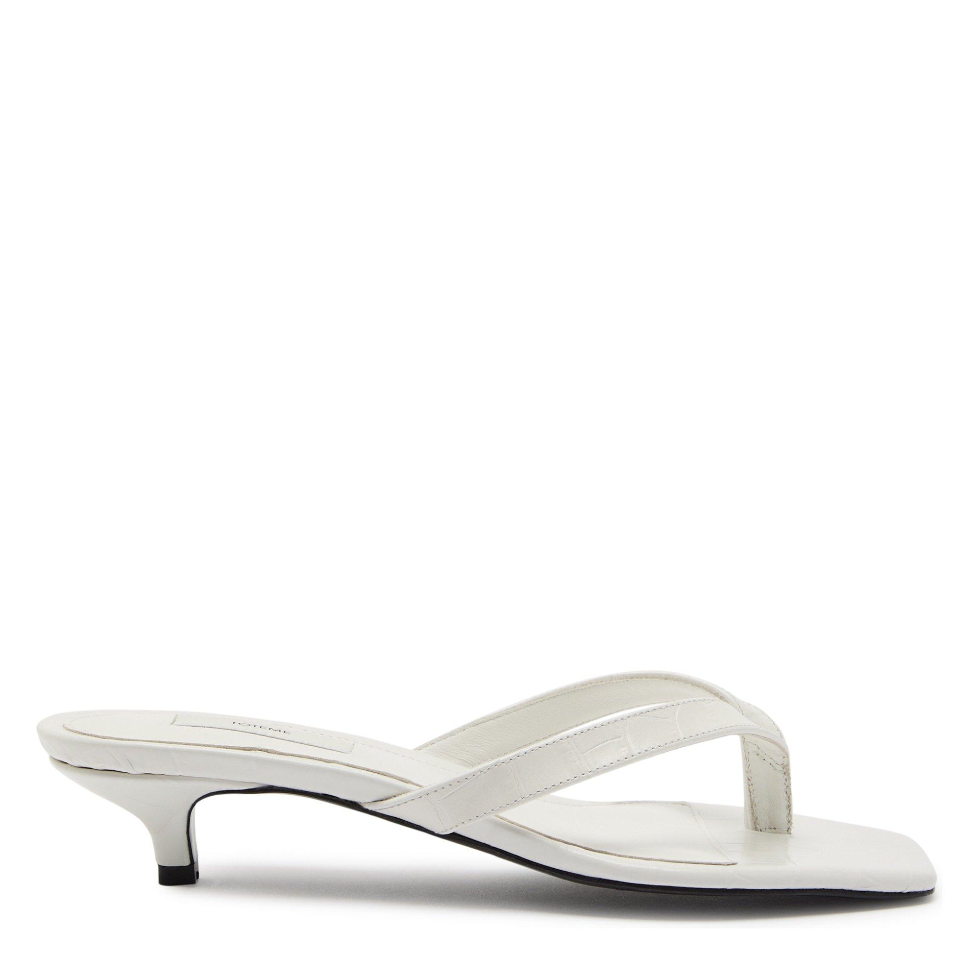 WHITE - Toteme - Croco-embossed heeled flip flo - 1