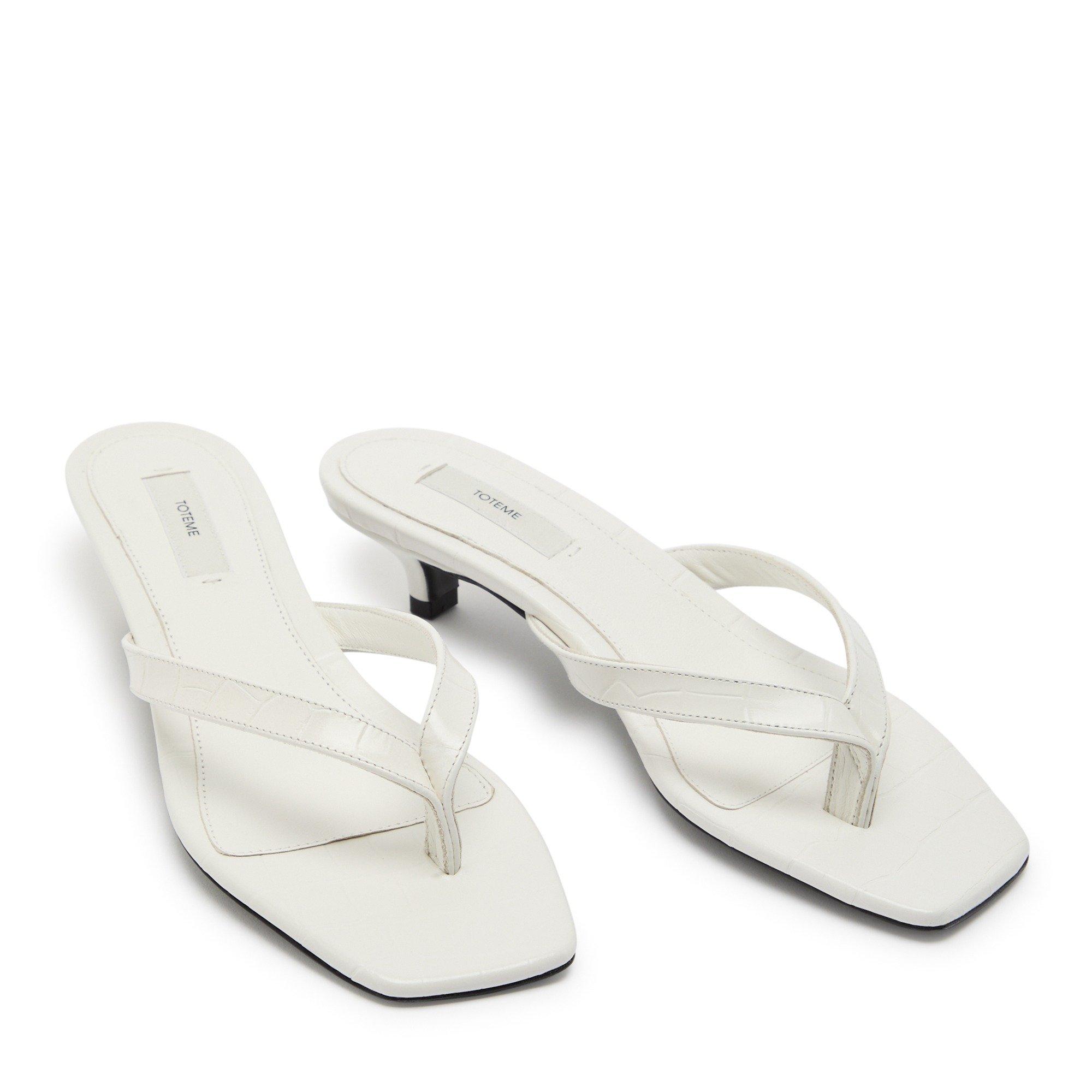 WHITE - Toteme - Croco-embossed heeled flip flo - 3