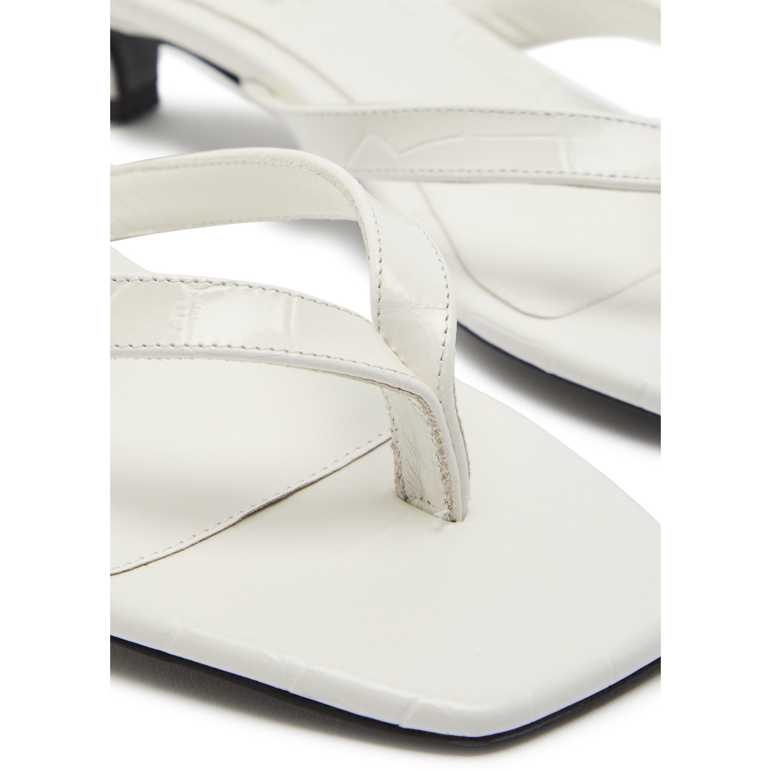 WHITE - Toteme - Croco-embossed heeled flip flo - 4