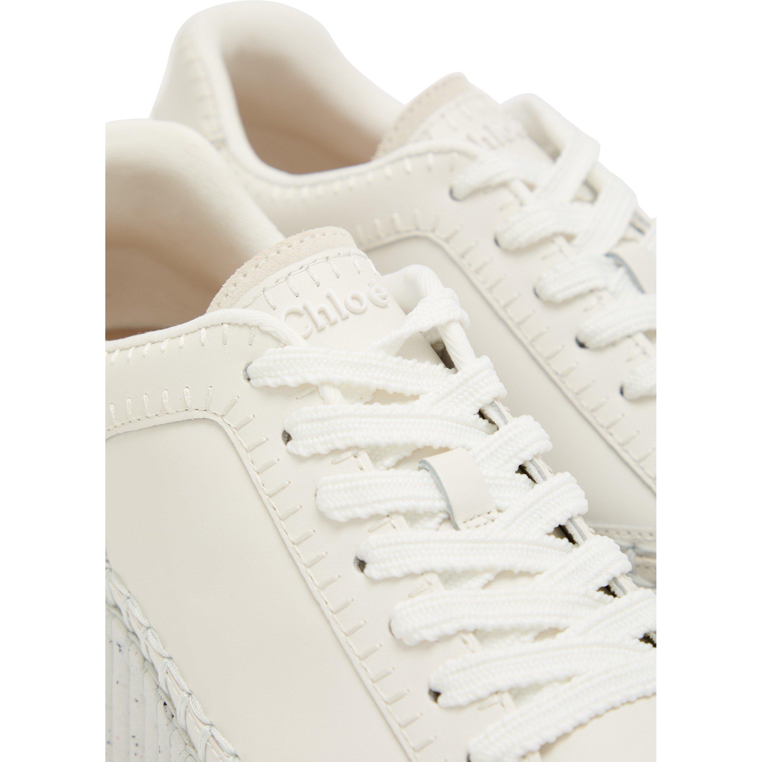 WHITE - Chloe - Women's Nama Leather Platform Trainers - 4