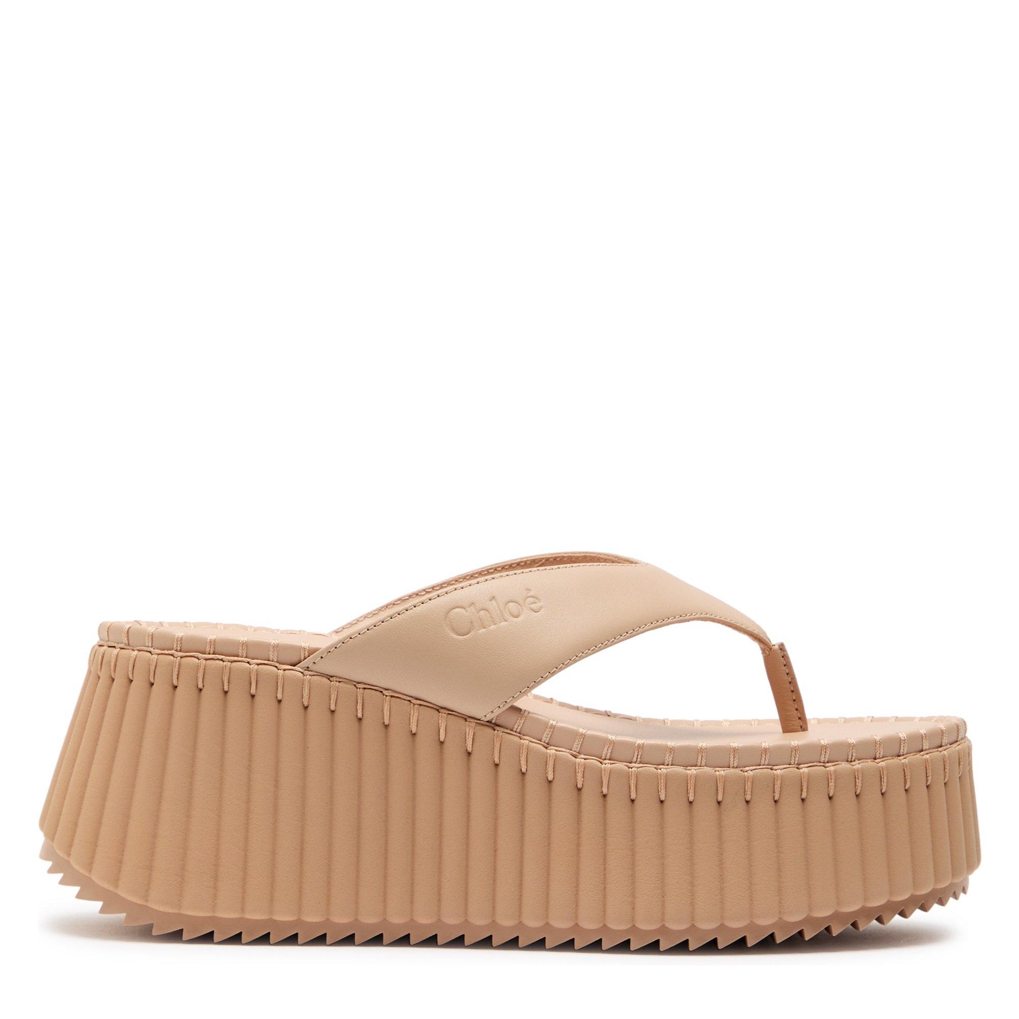 CREAM - Chloe - Women's Nama Leather Flatform Sandals - 1