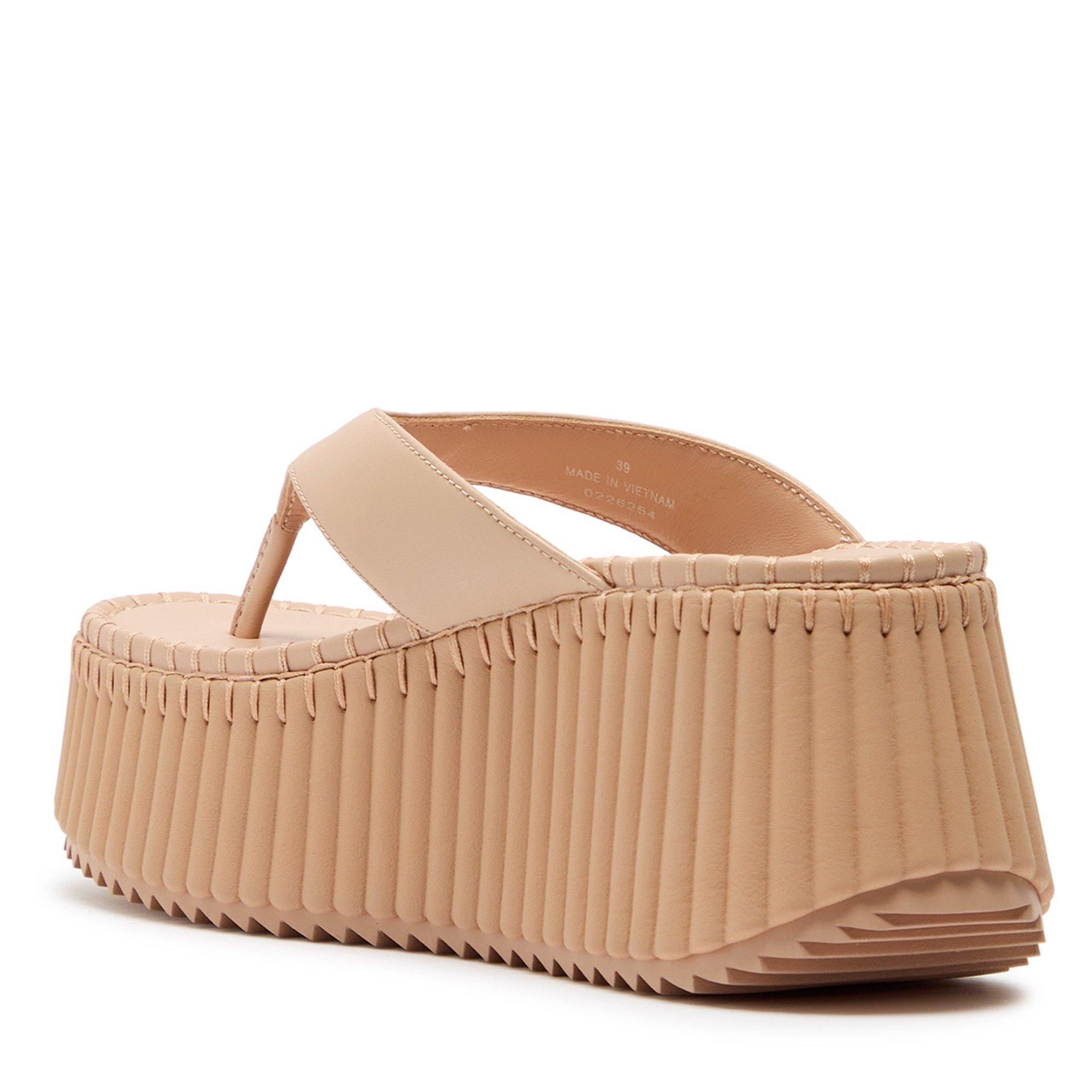 CREAM - Chloe - Women's Nama Leather Flatform Sandals - 2