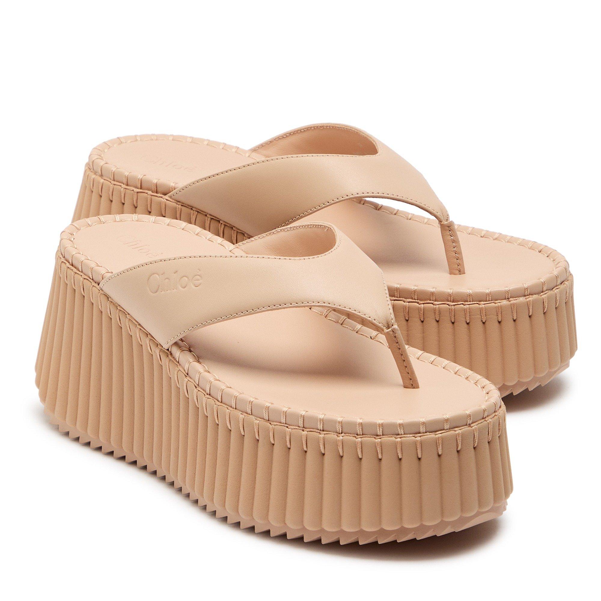 CREAM - Chloe - Women's Nama Leather Flatform Sandals - 3