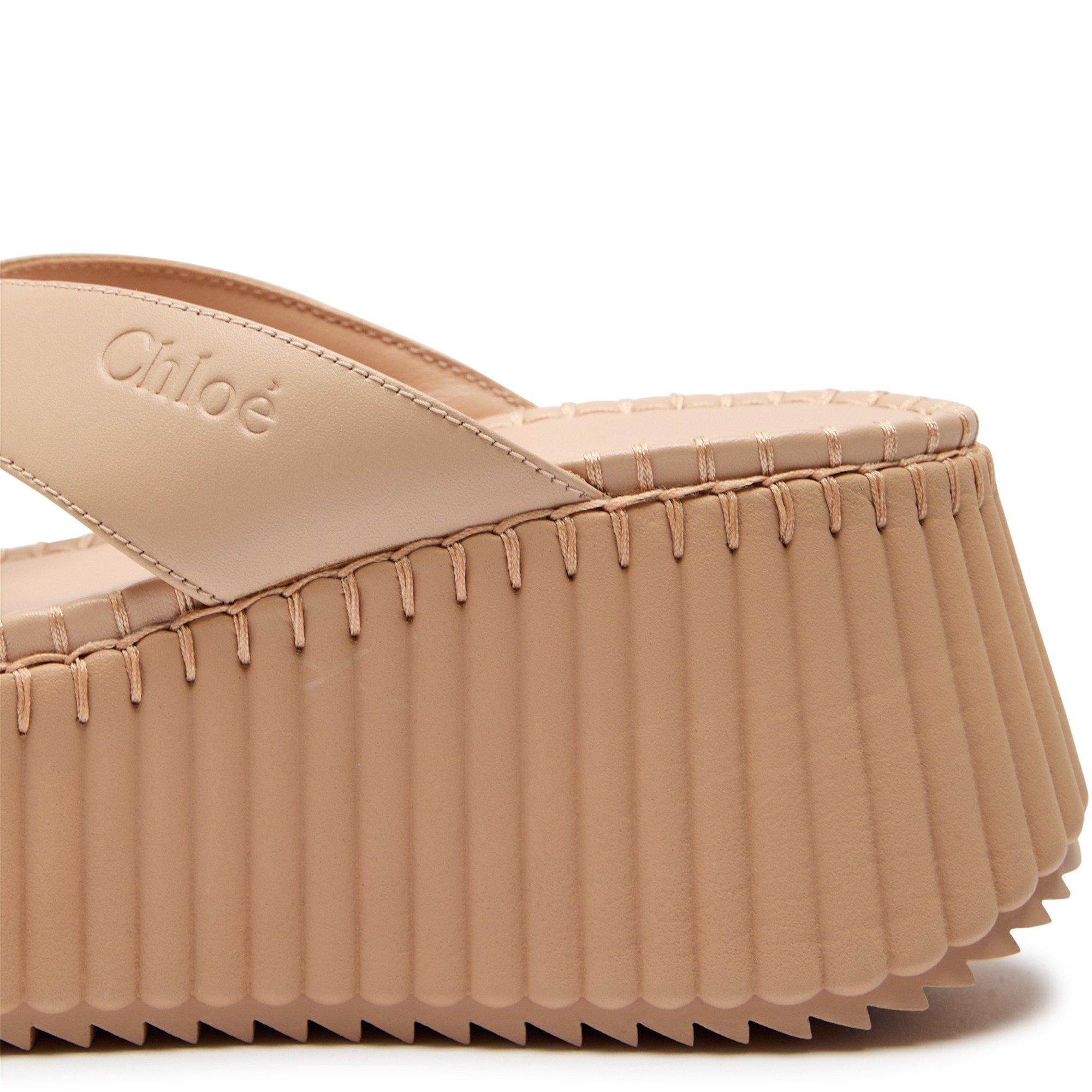 CREAM - Chloe - Women's Nama Leather Flatform Sandals - 4