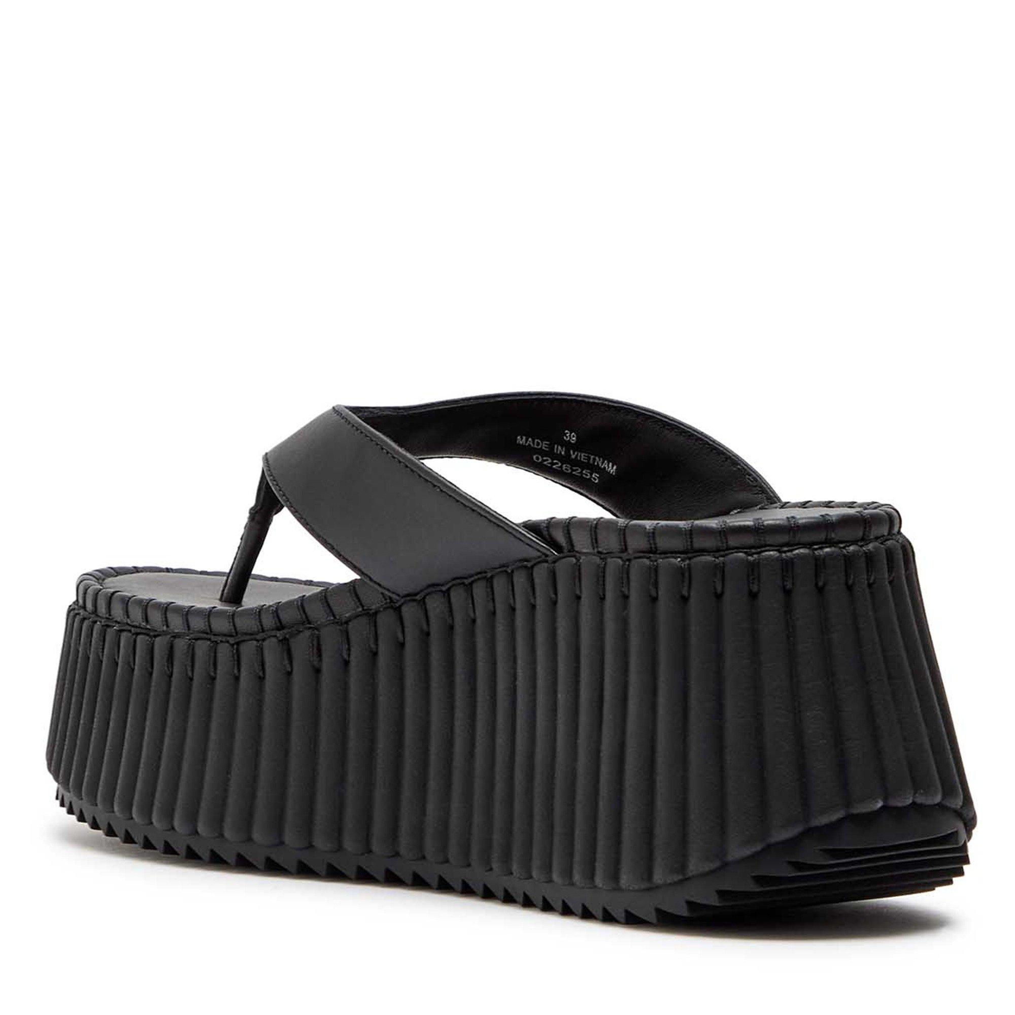 BLACK - Chloe - Women's Nama Leather Flatform Sandals - 2