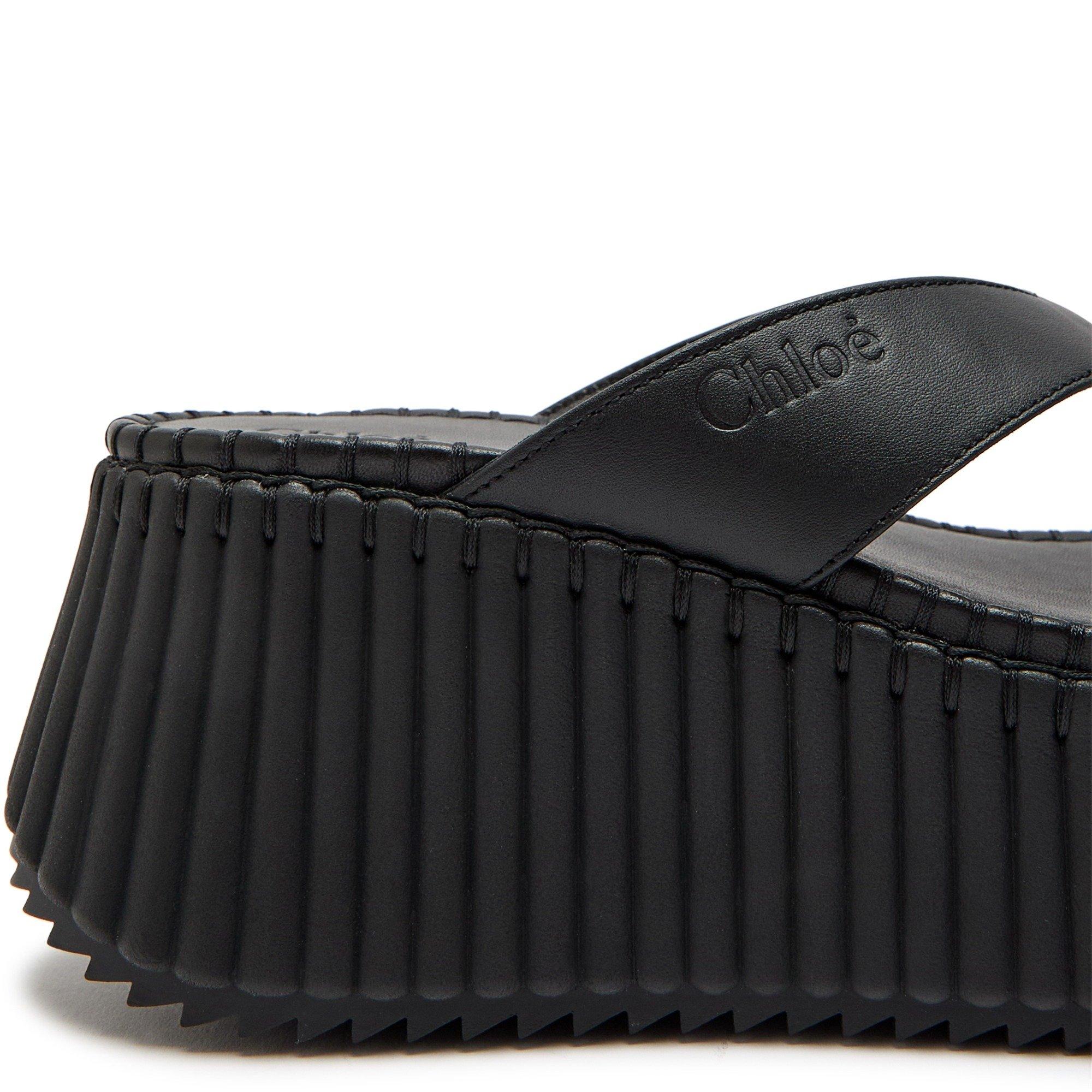 BLACK - Chloe - Women's Nama Leather Flatform Sandals - 5