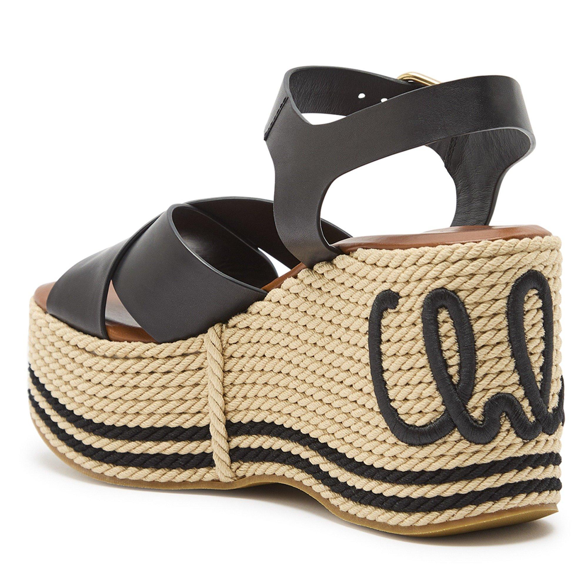 BLACK - Chloe - Women's Leather Wedge Sandals - 2