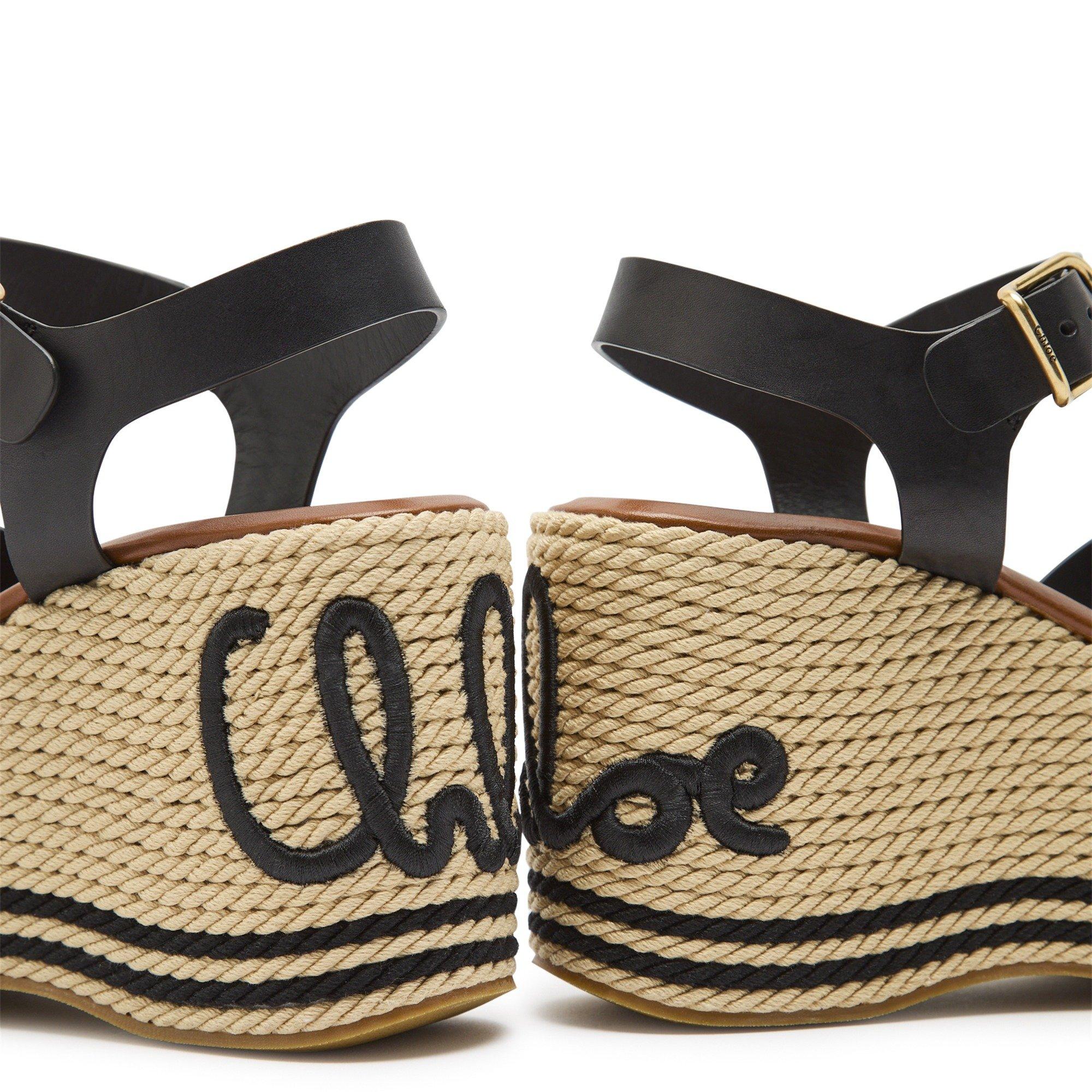 BLACK - Chloe - Women's Leather Wedge Sandals - 4
