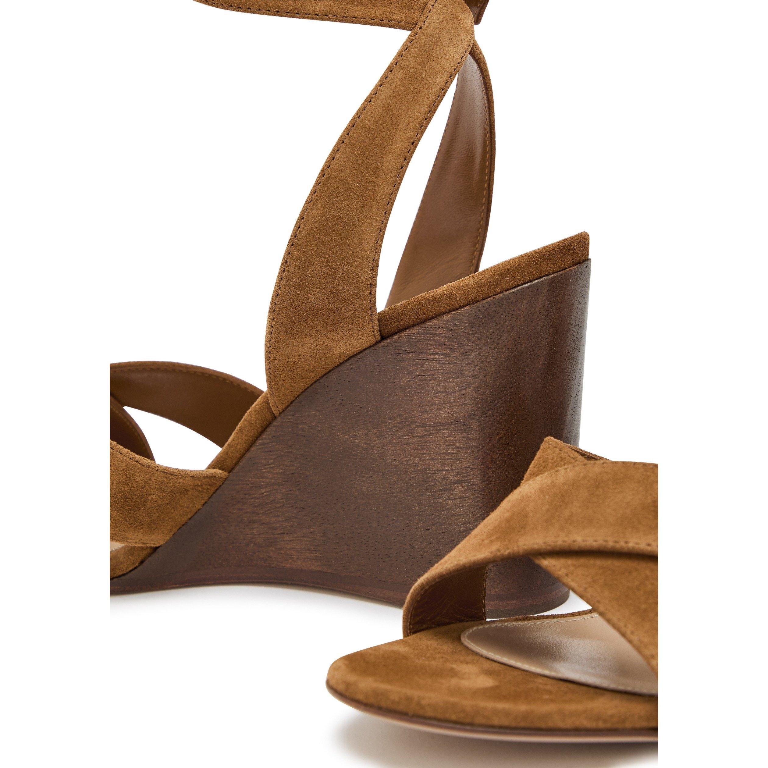 BROWN - Gianvito Rossi - Women's Suede Wedge Sandals - 4