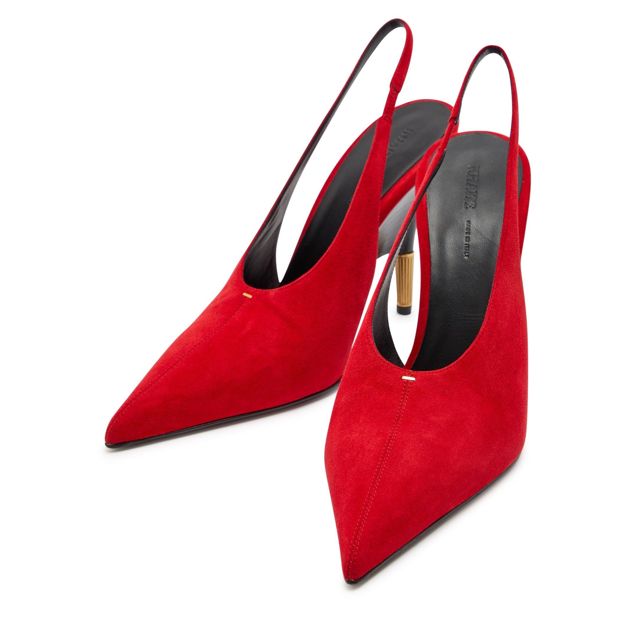 RED - Khaite - Women's Bella Pump 100 Suede Court Shoes - 3