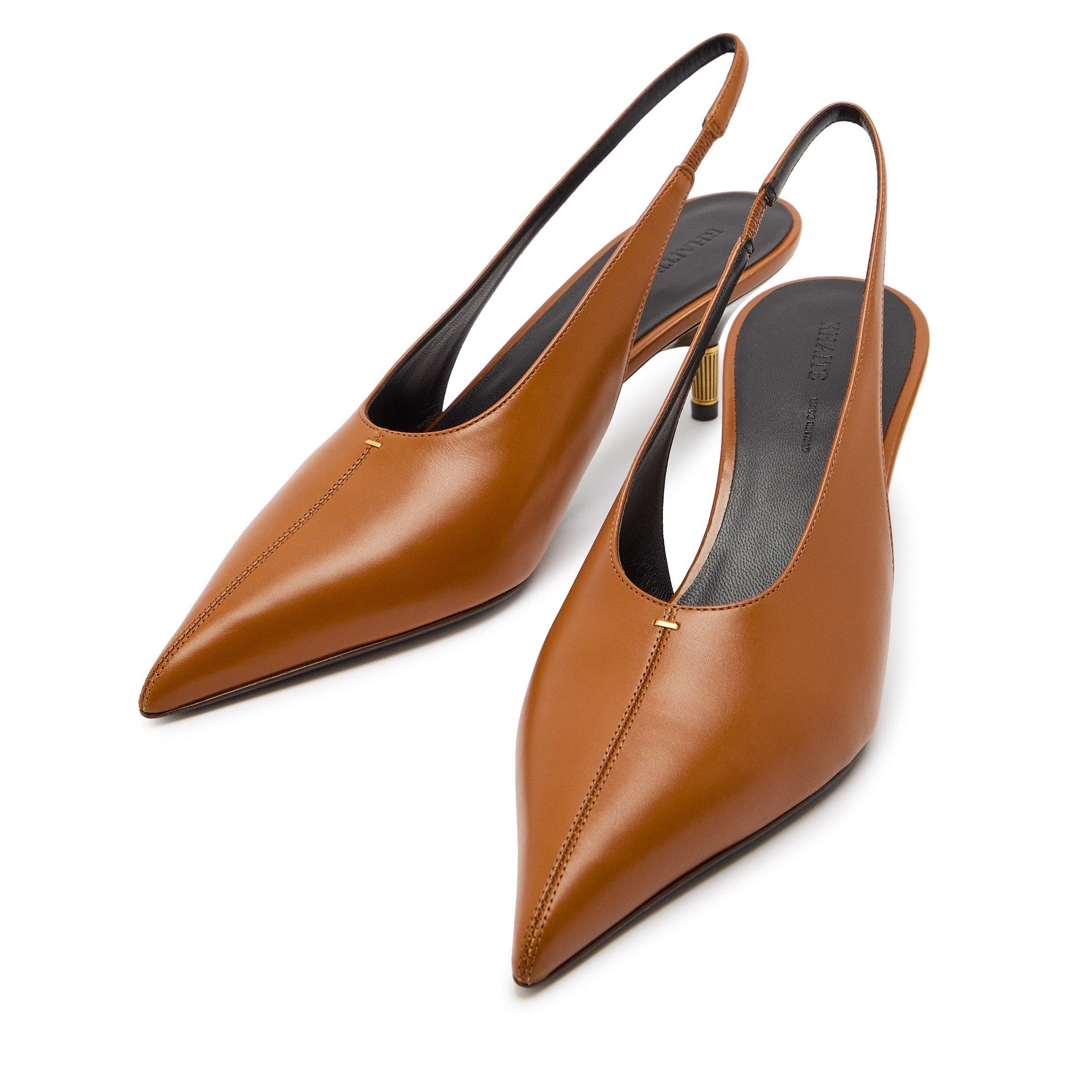 BROWN - Khaite - Women's Bella 55 Leather Slingbacks - 3