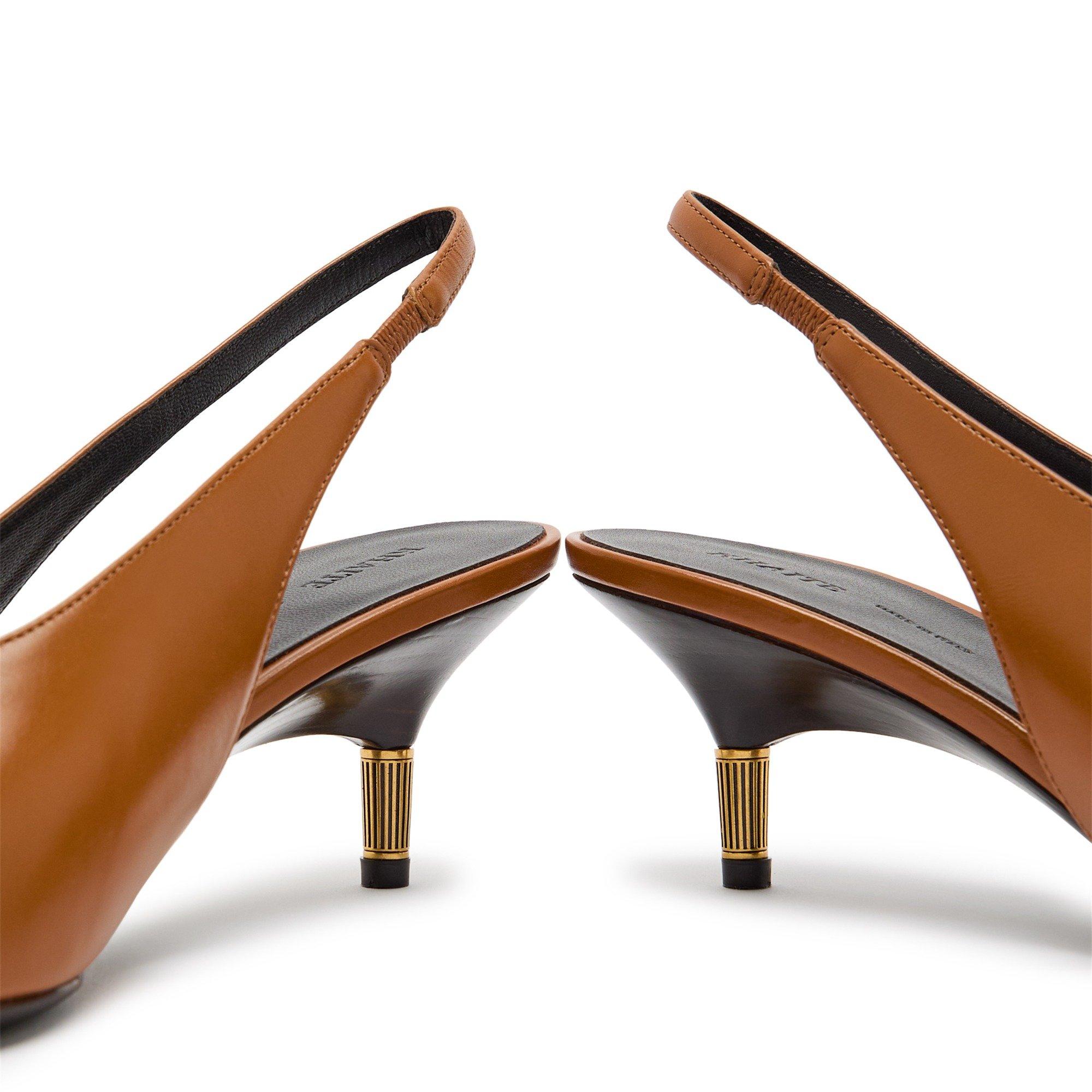 BROWN - Khaite - Women's Bella 55 Leather Slingbacks - 4