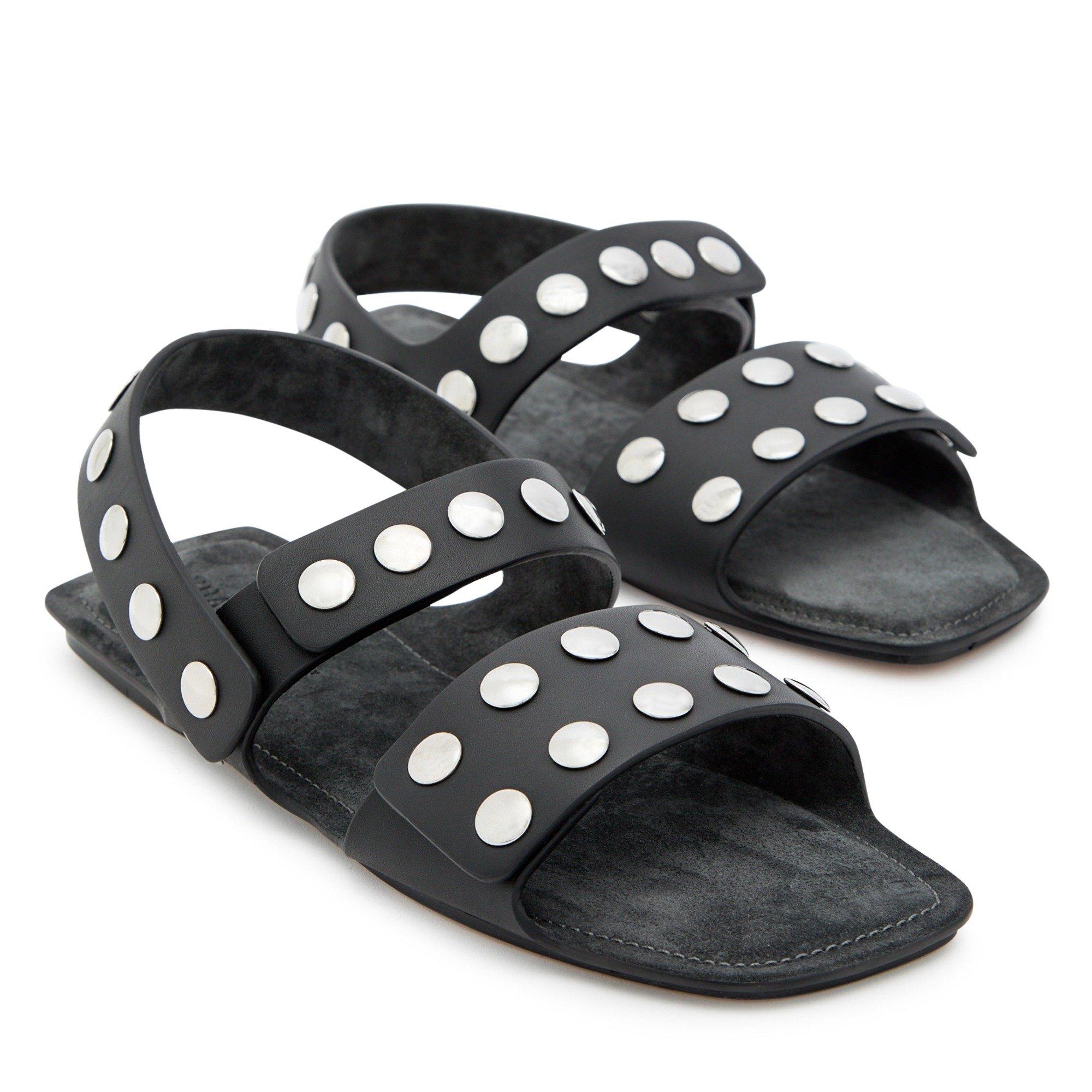 BLACK - Khaite - Women's Boden Flat Leather Sandals - 3
