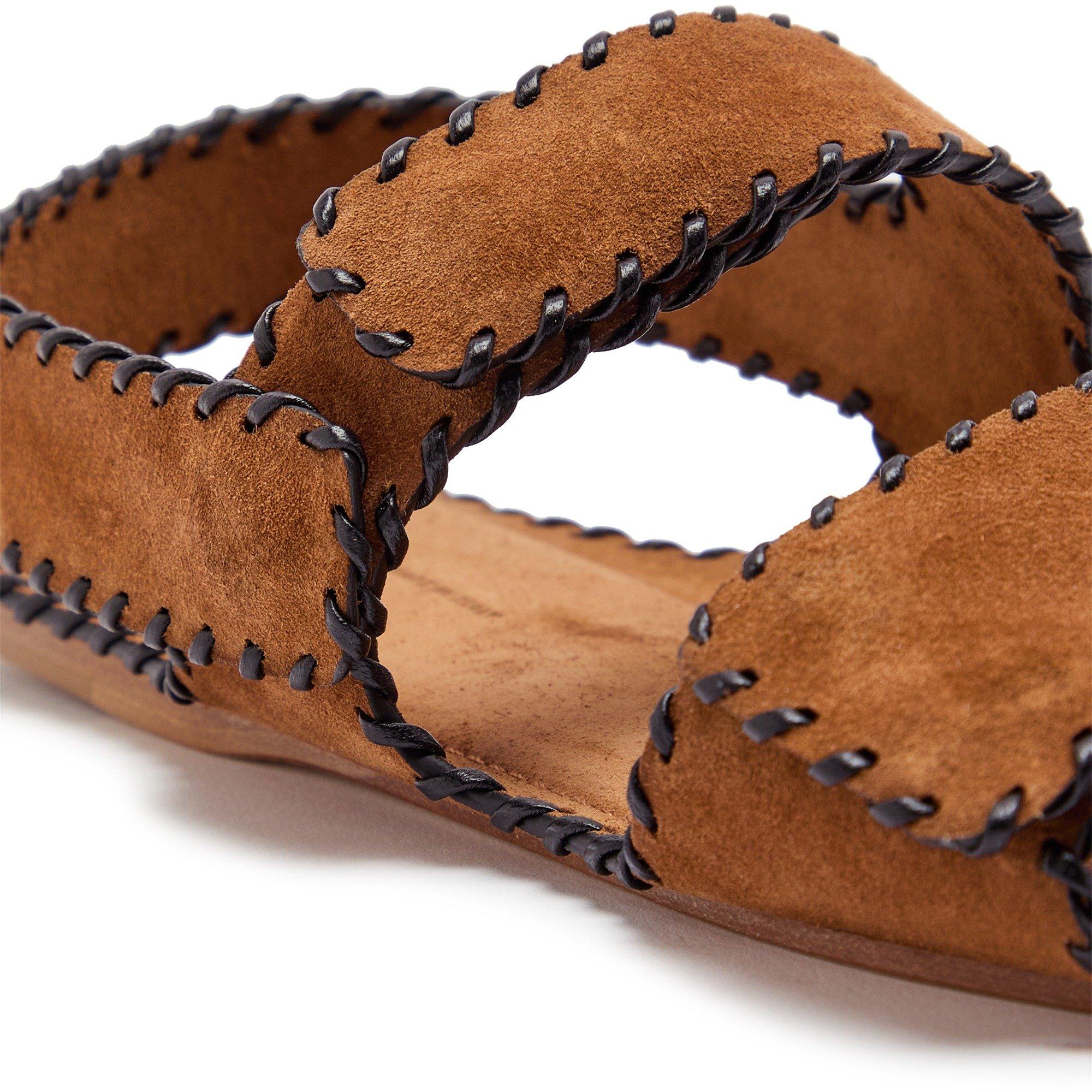 BROWN - Khaite - Women's Boden Whip Stitch Flat Sandals - 4