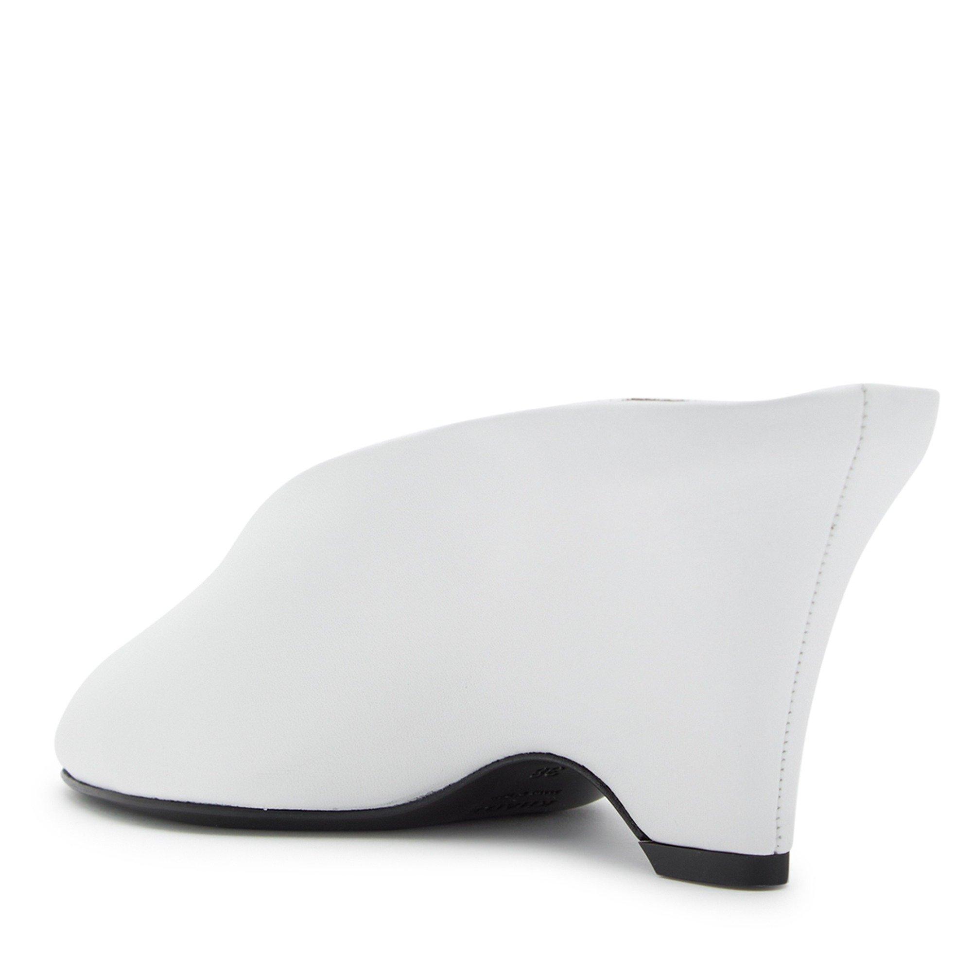 WHITE - Khaite - Women's Cloak Peep-Toe Leather Heeled Mules - 2
