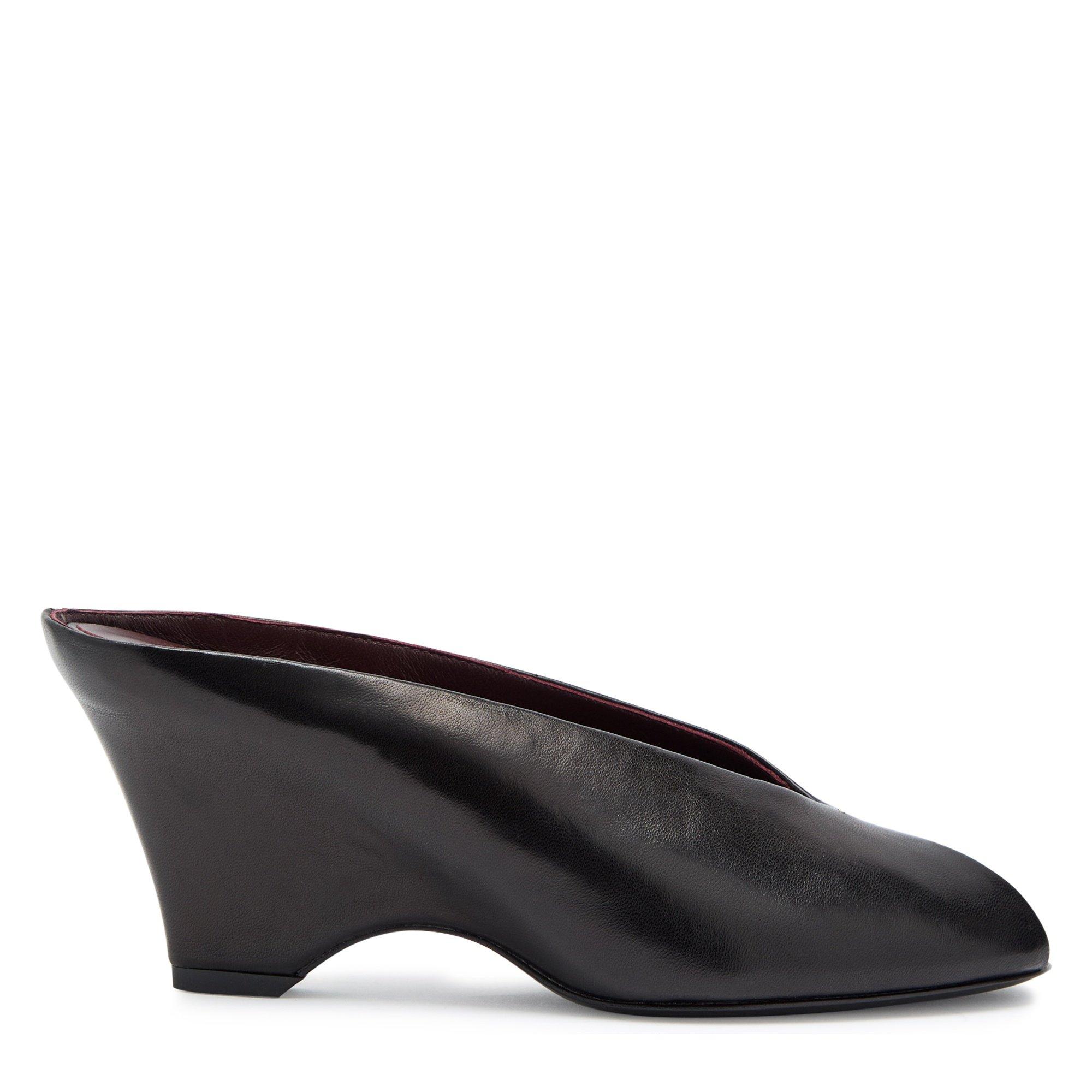 Women's Cloak Peep-Toe Leather Heeled Mules