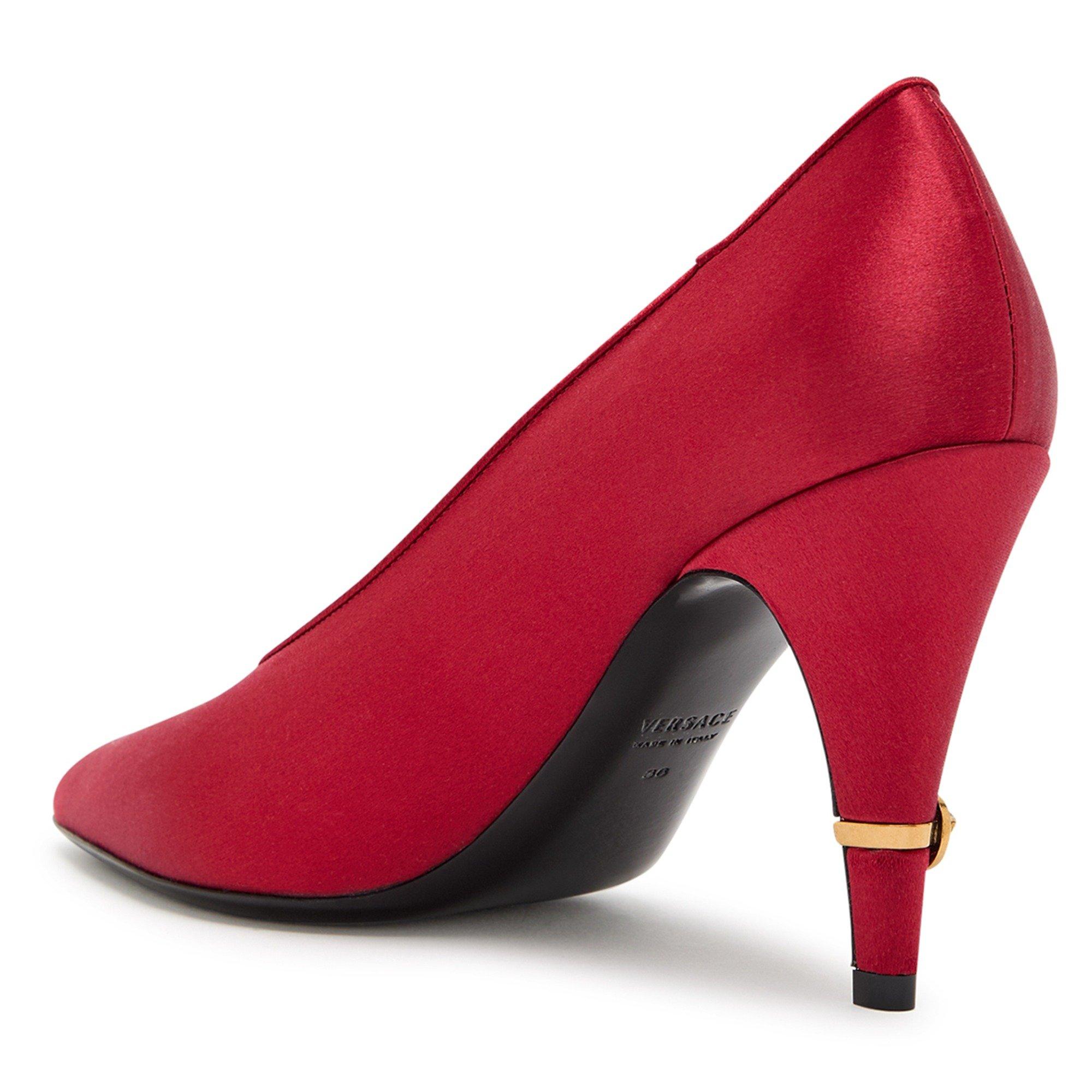 RED - Versace - Women's Satin Pointed-Toe Stiletto Heels - 2
