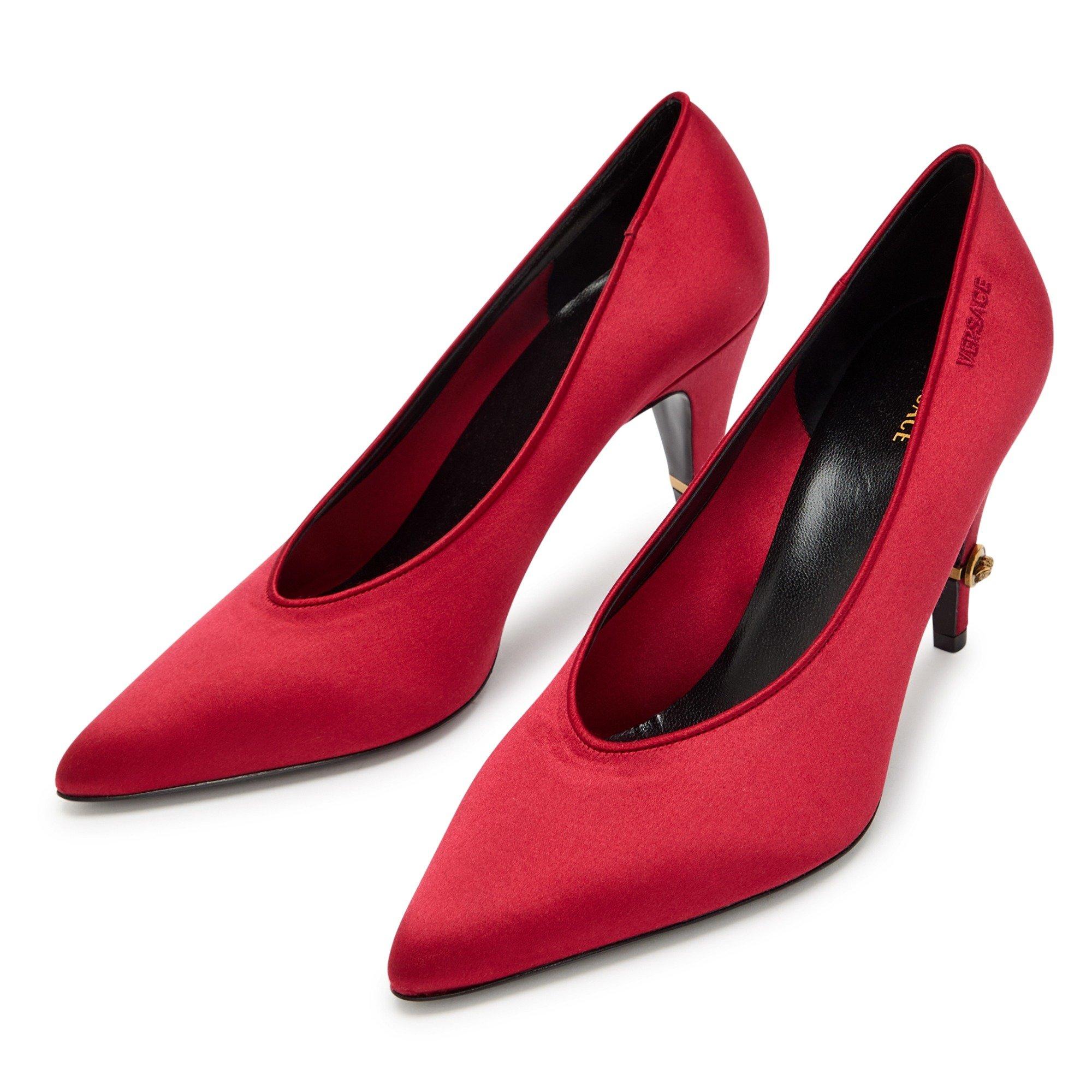 RED - Versace - Women's Satin Pointed-Toe Stiletto Heels - 3