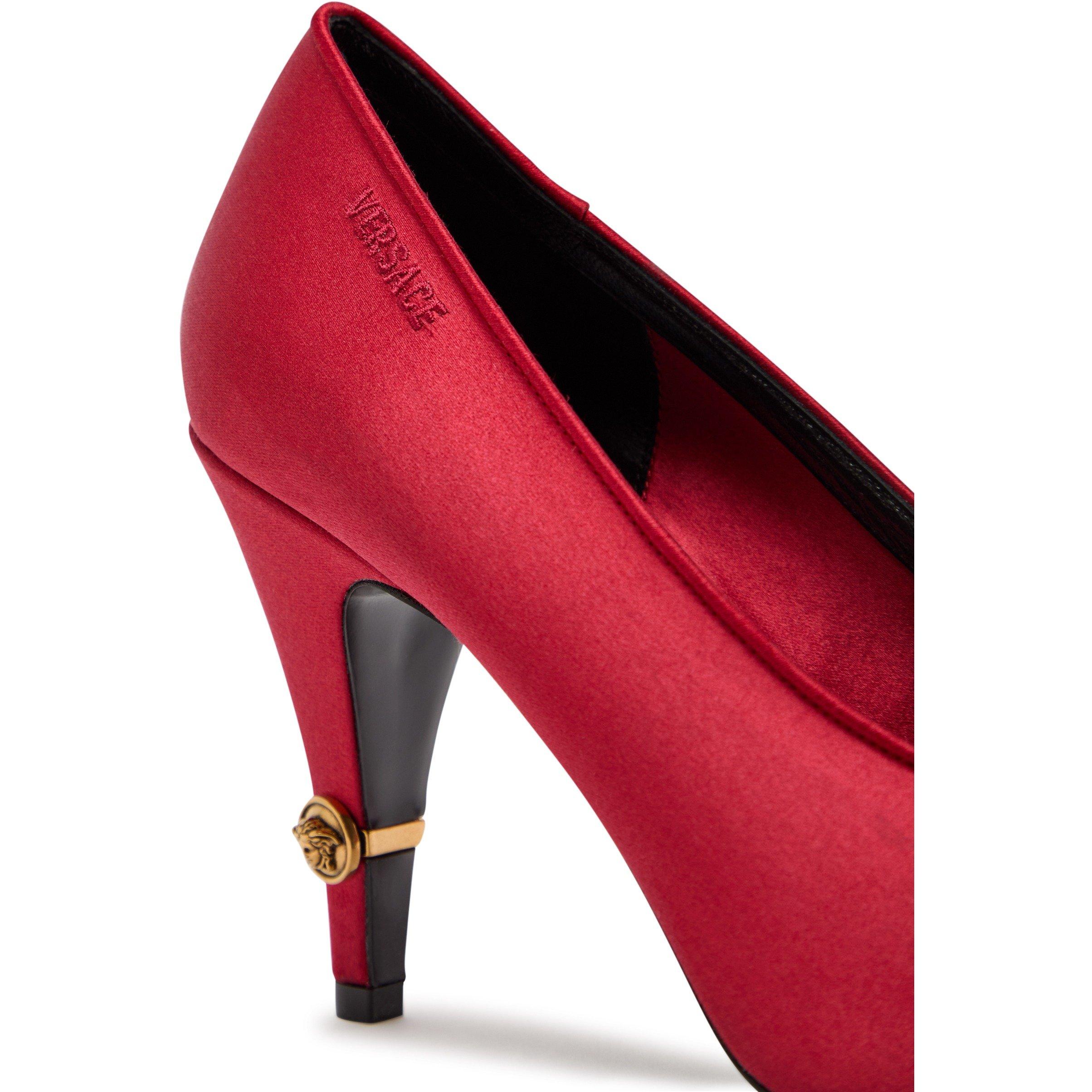 RED - Versace - Women's Satin Pointed-Toe Stiletto Heels - 4