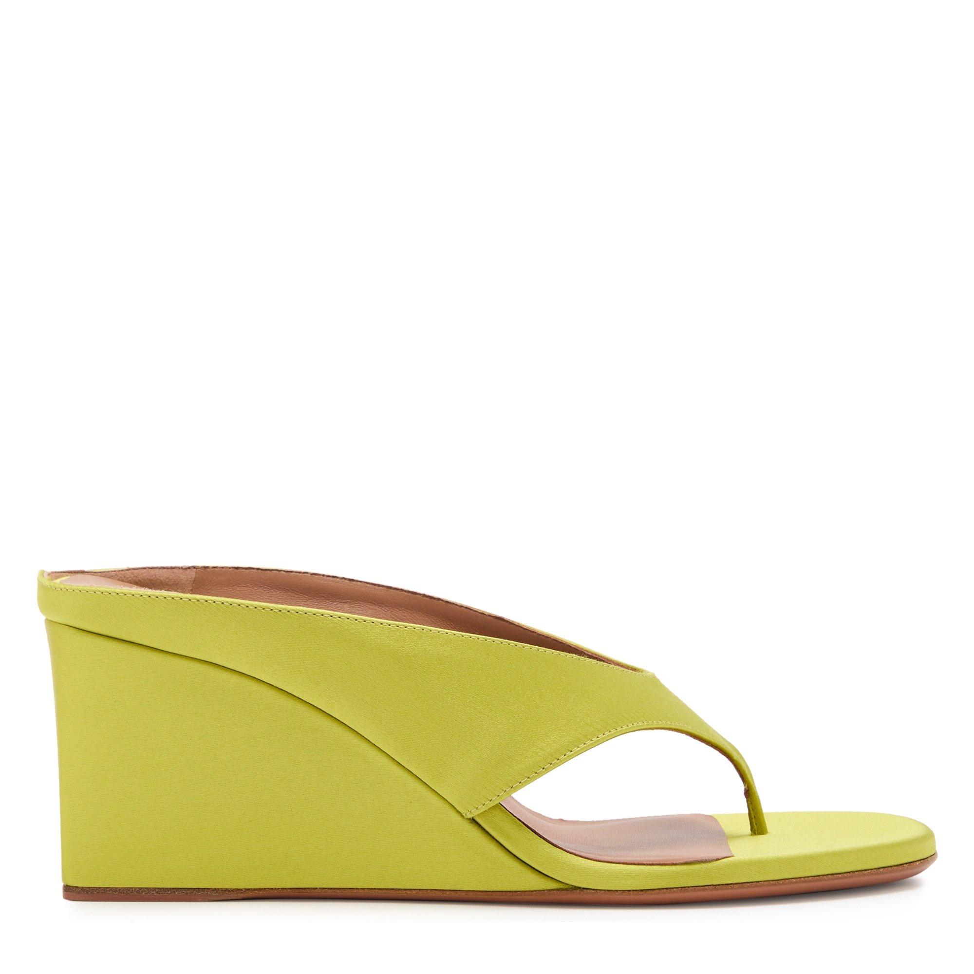 GREEN - Alaia - Women's Wedge Tongs 75 Satin Heeled Sandals - 1