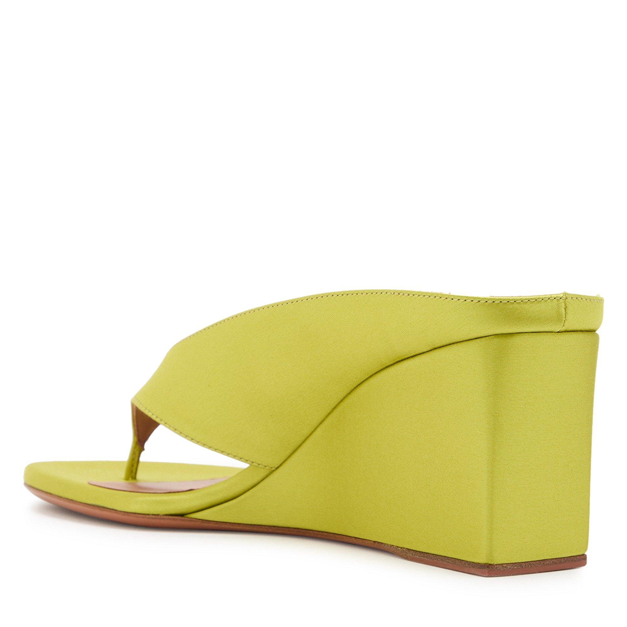 GREEN - Alaia - Women's Wedge Tongs 75 Satin Heeled Sandals - 2