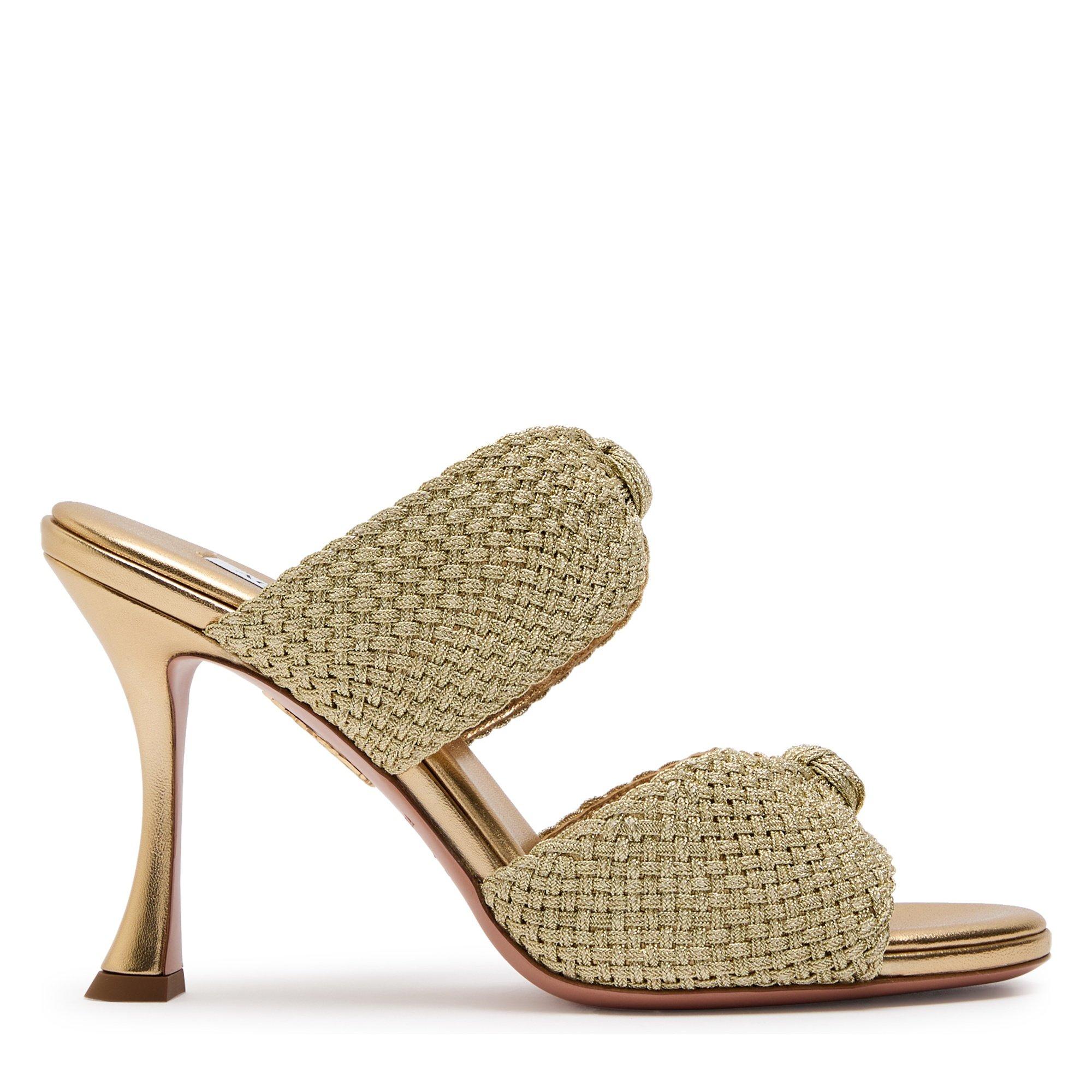 GOLD - Aquazzura - Women's Smile 95 Leather Heeled Mules - 1
